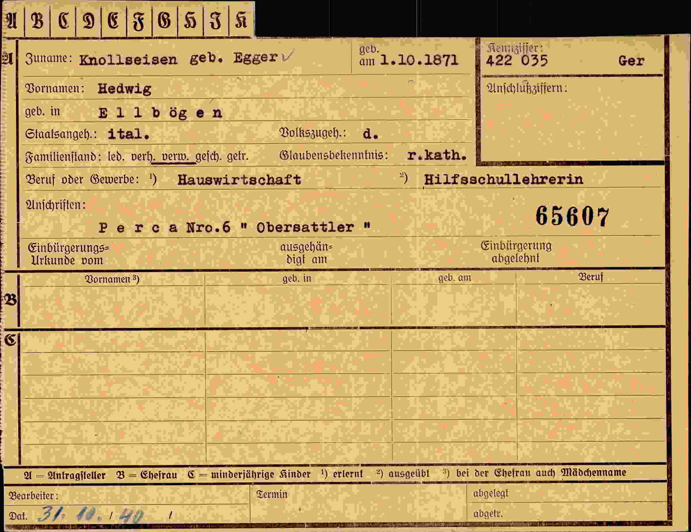 Dokument für Hedwig Knollseisen