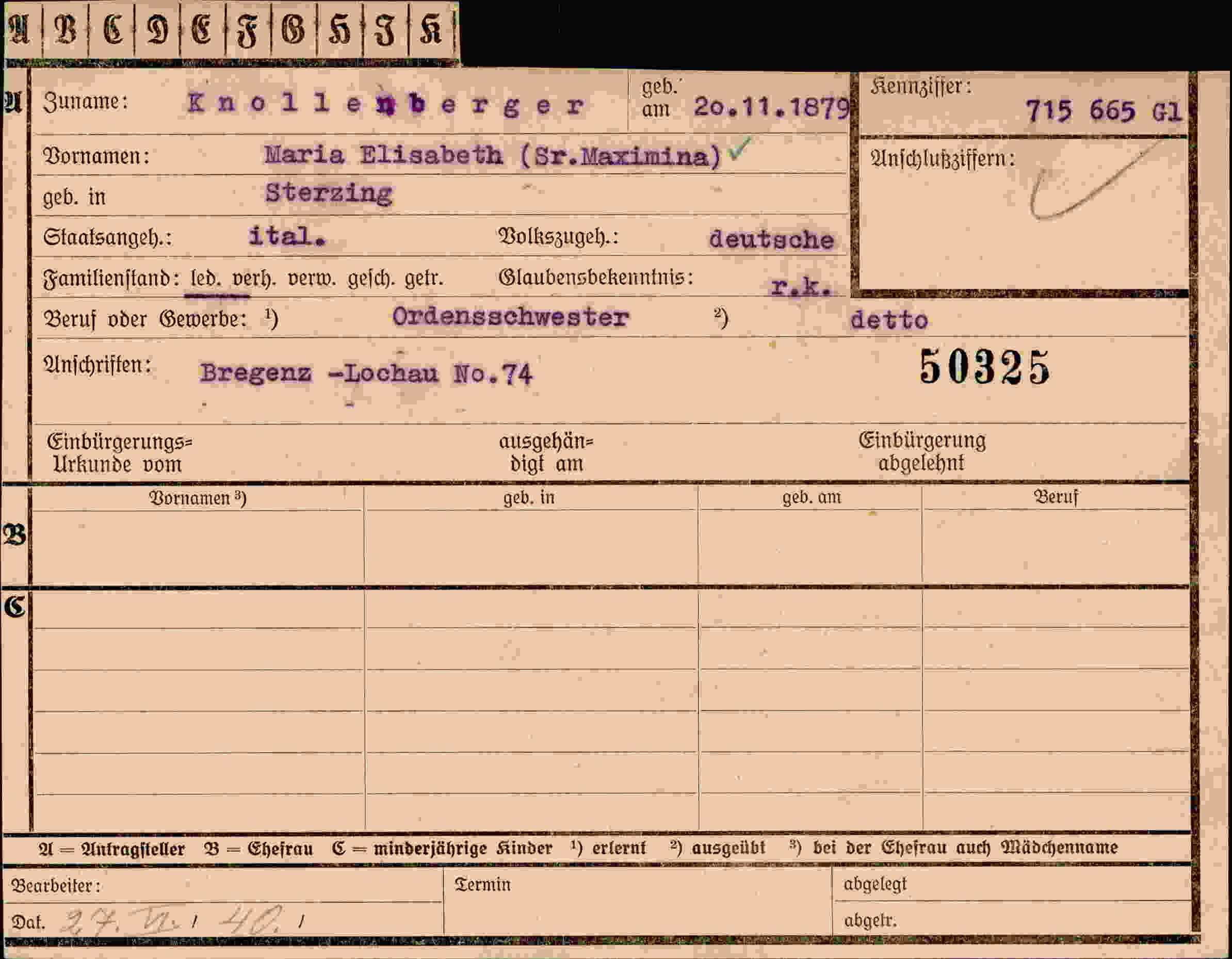 Vorderseite des Dokuments