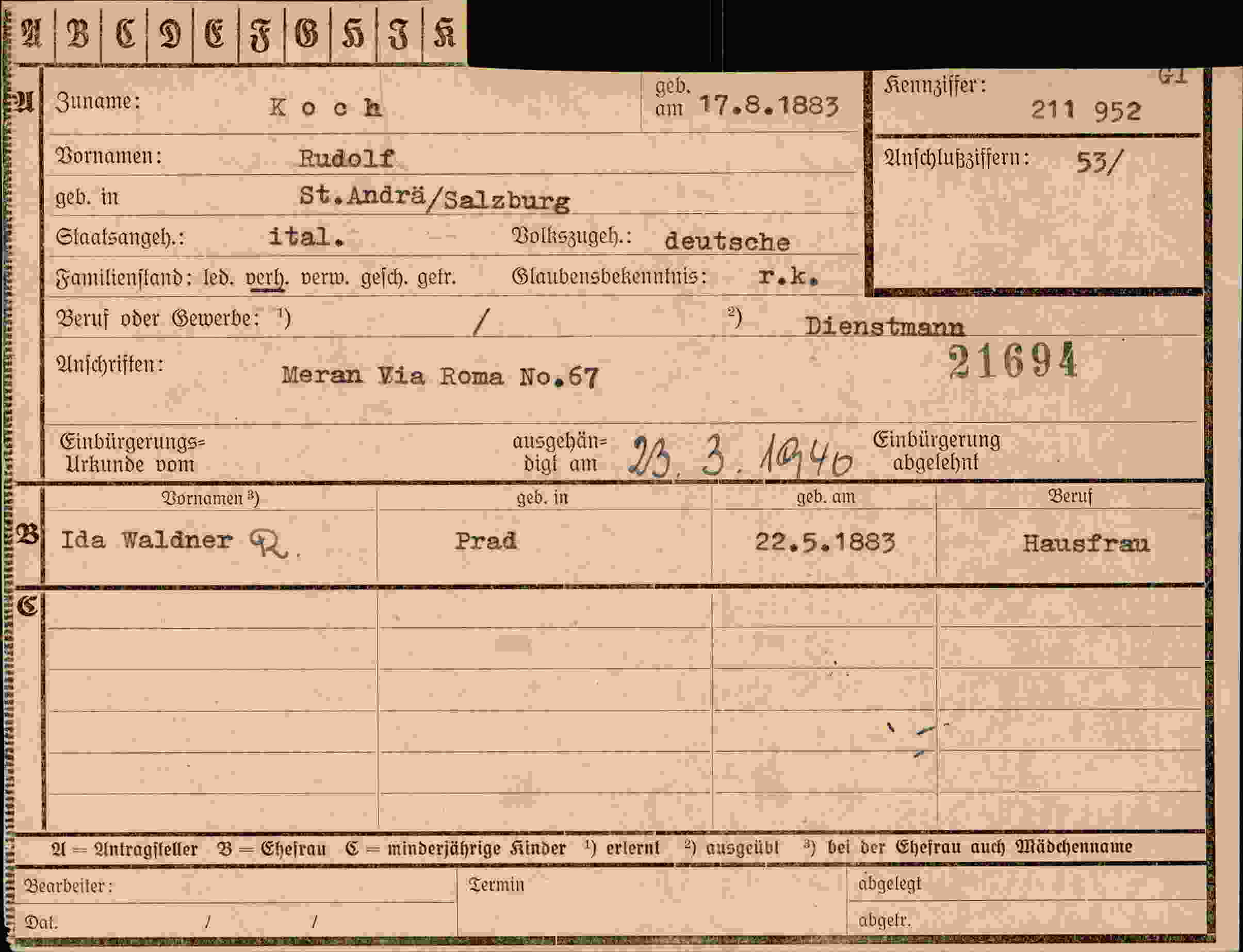 Dokument für Rudolf Koch