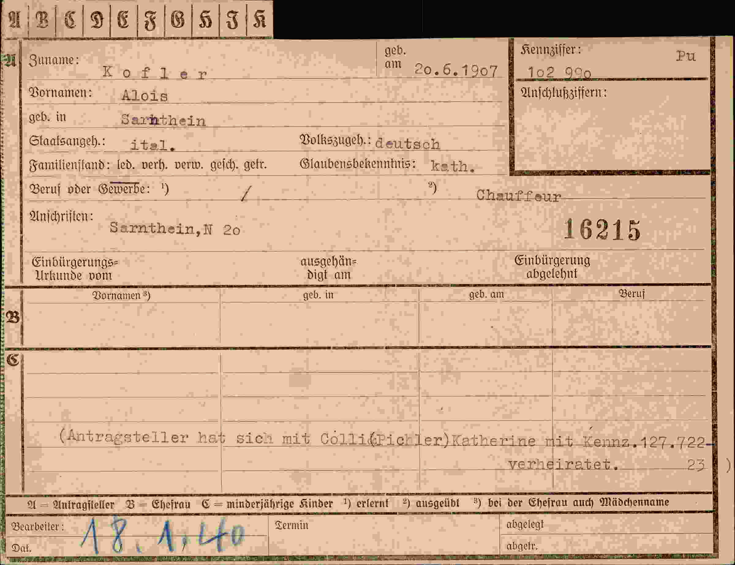 Vorderseite des Dokuments