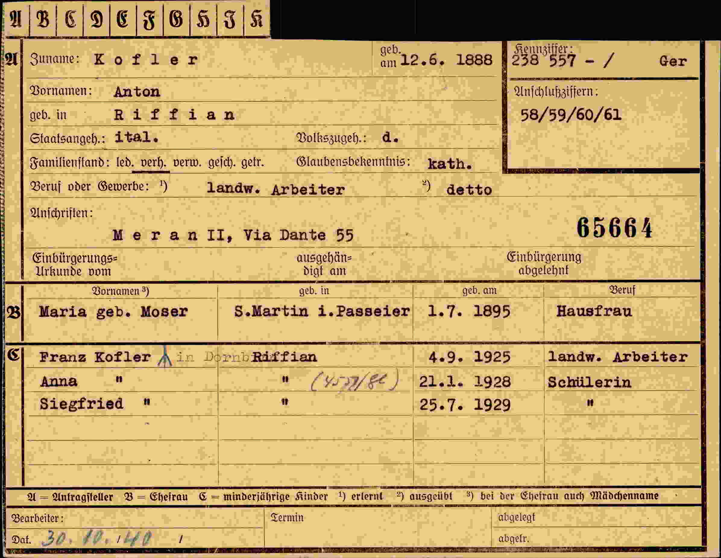 Dokument für Anton Kofler