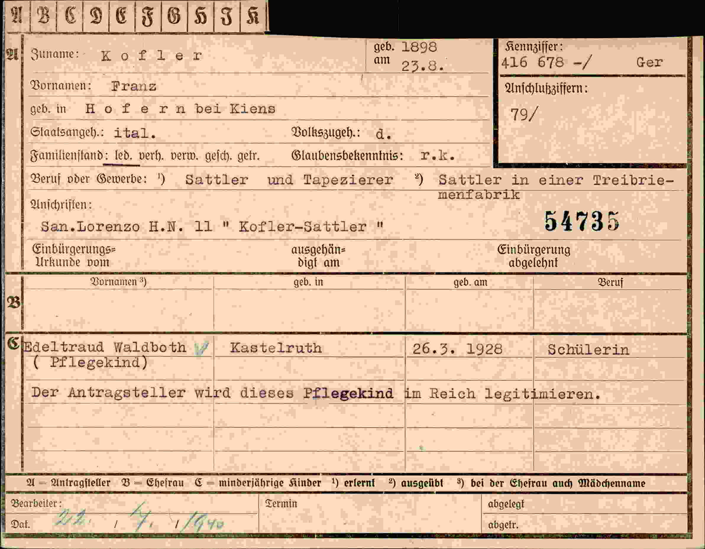 Vorderseite des Dokuments