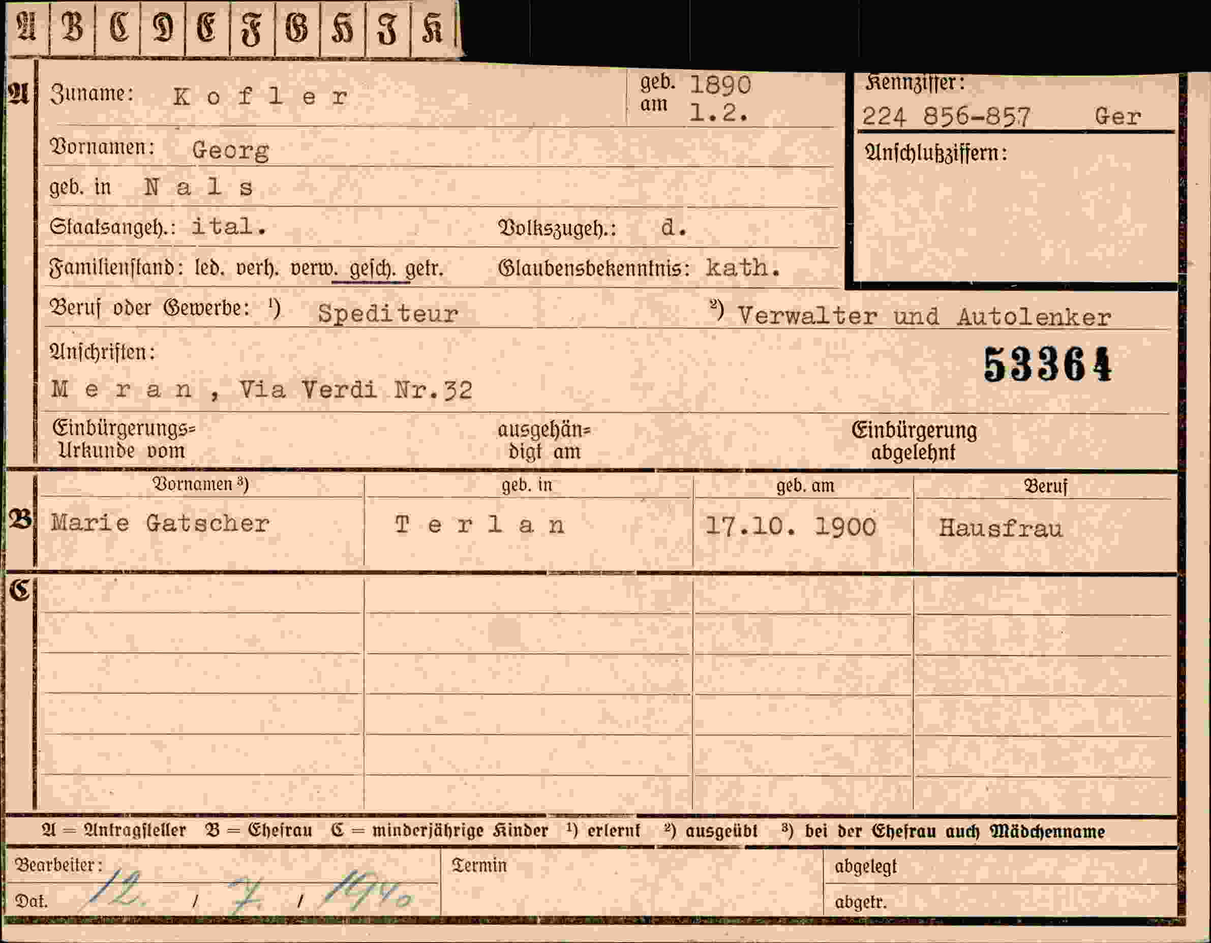 Dokument für Georg Kofler