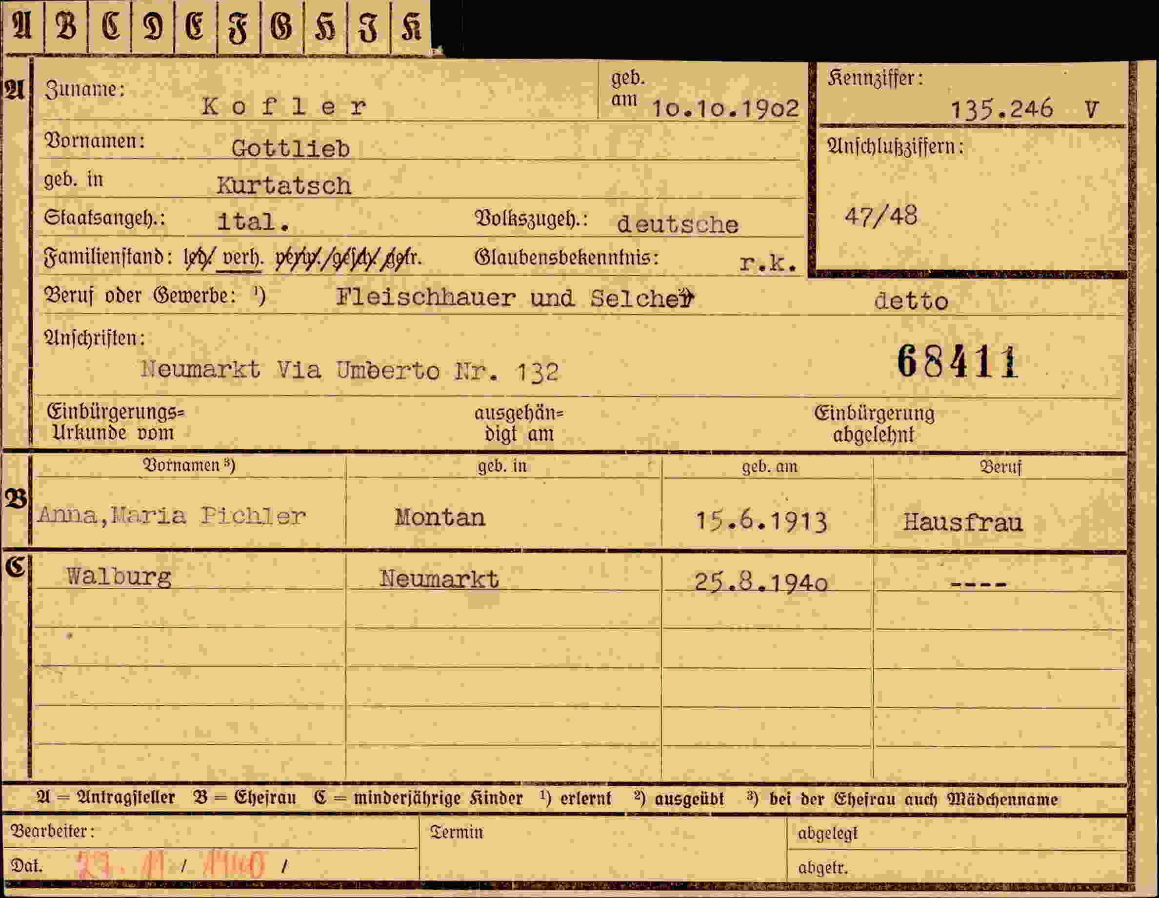Vorderseite des Dokuments