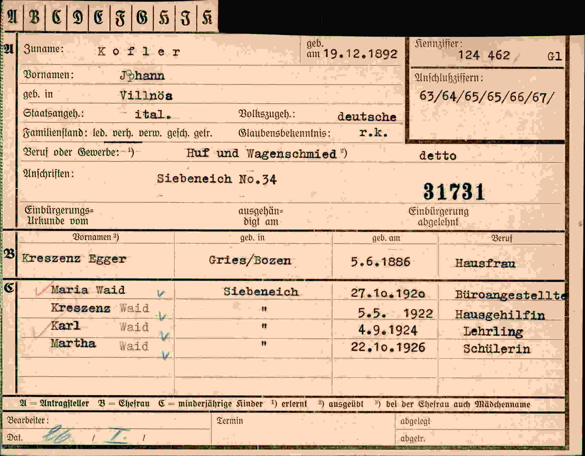 Vorderseite des Dokuments