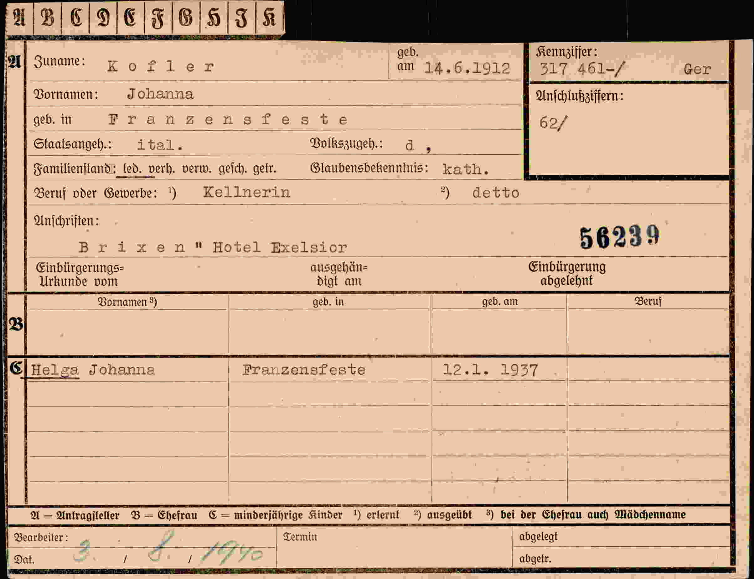 Vorderseite des Dokuments