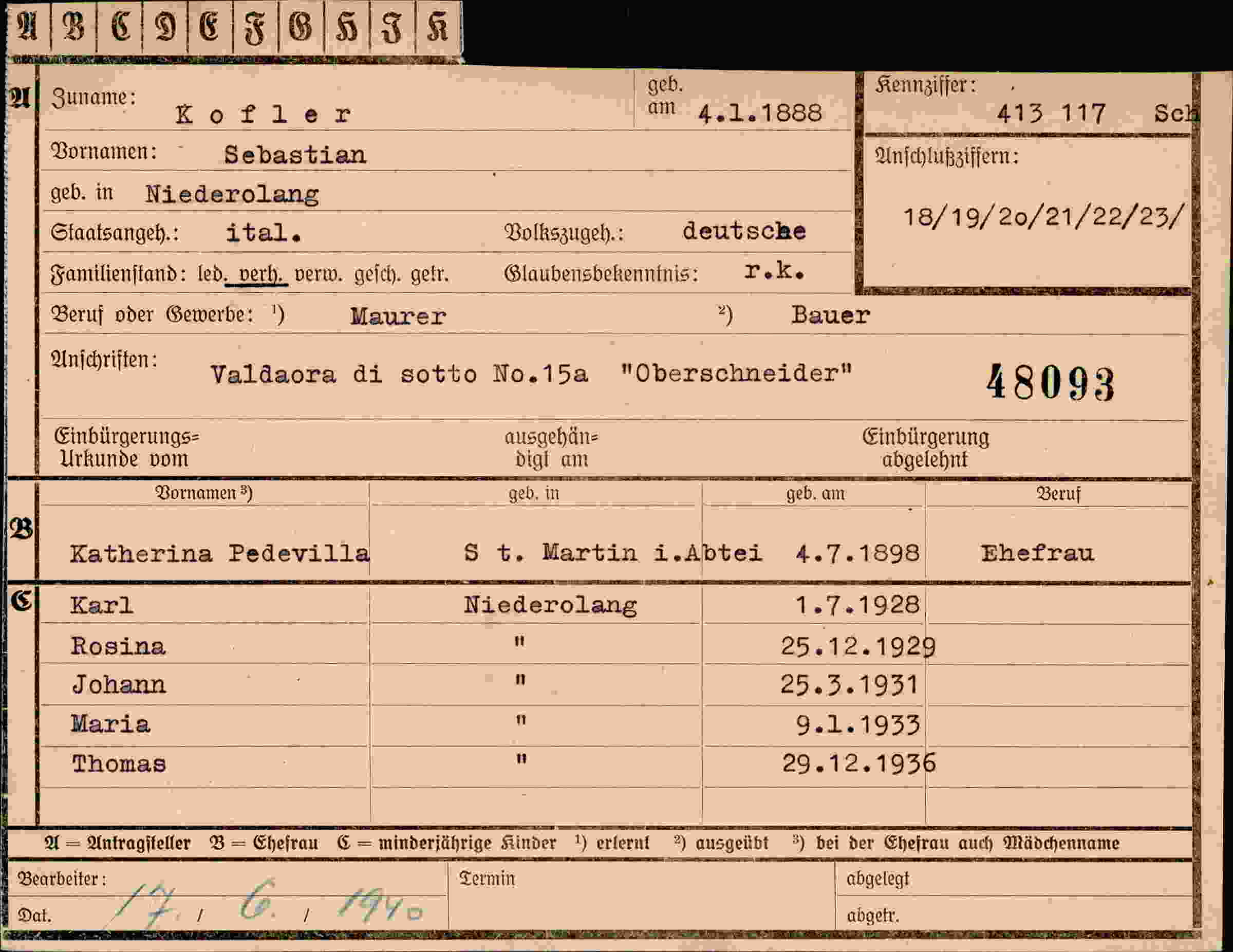 Vorderseite des Dokuments