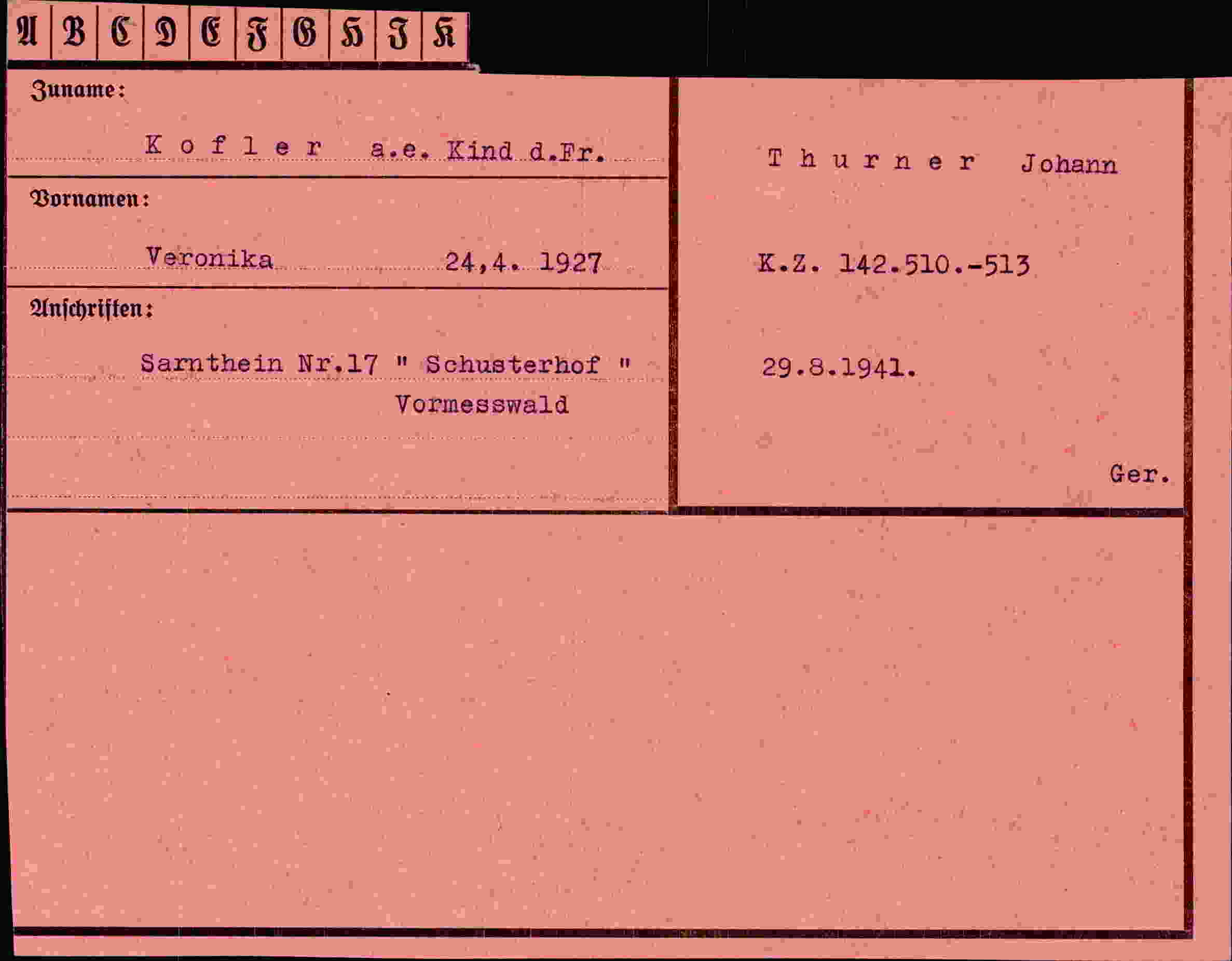 Vorderseite des Dokuments