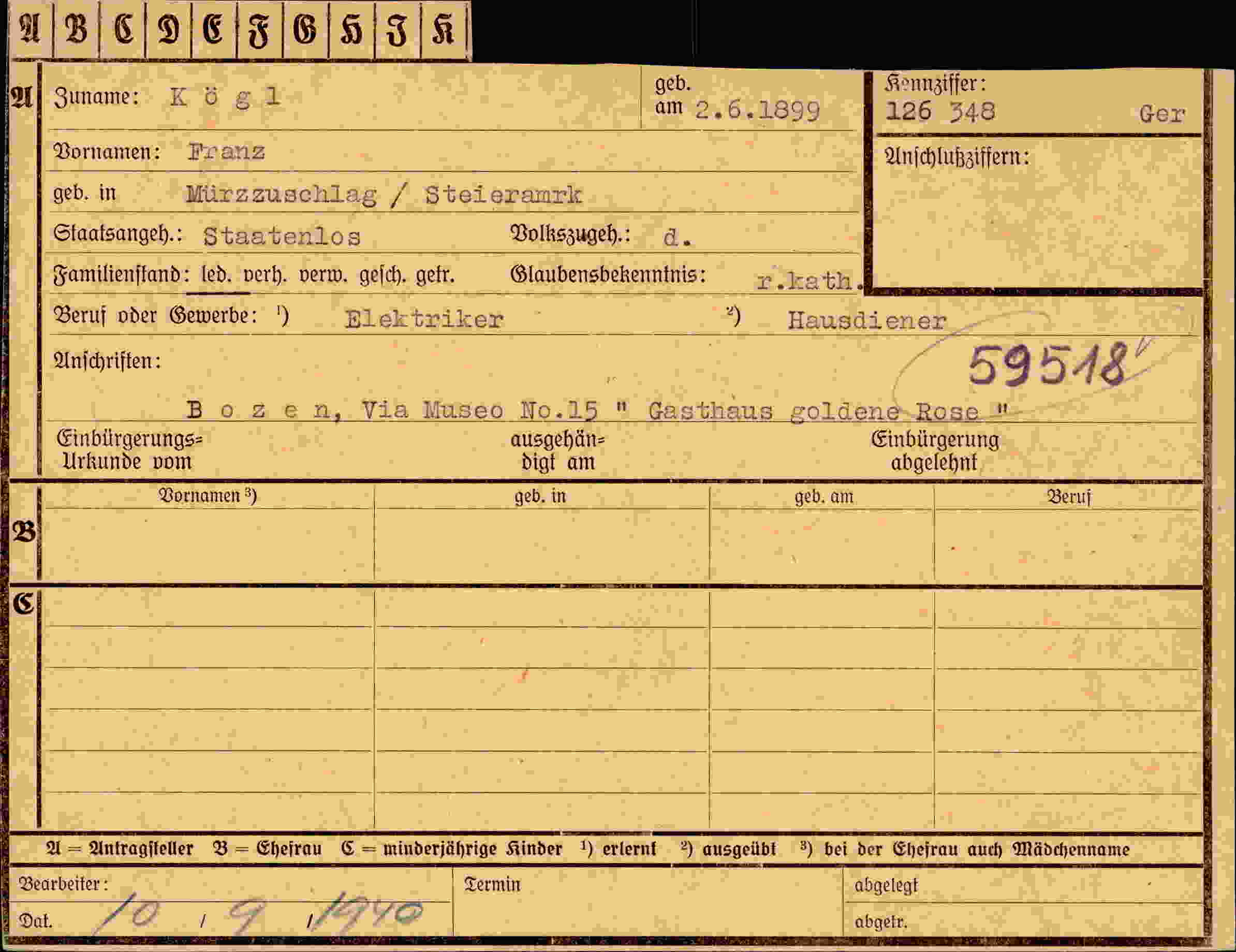 Dokument für Franz Kögl