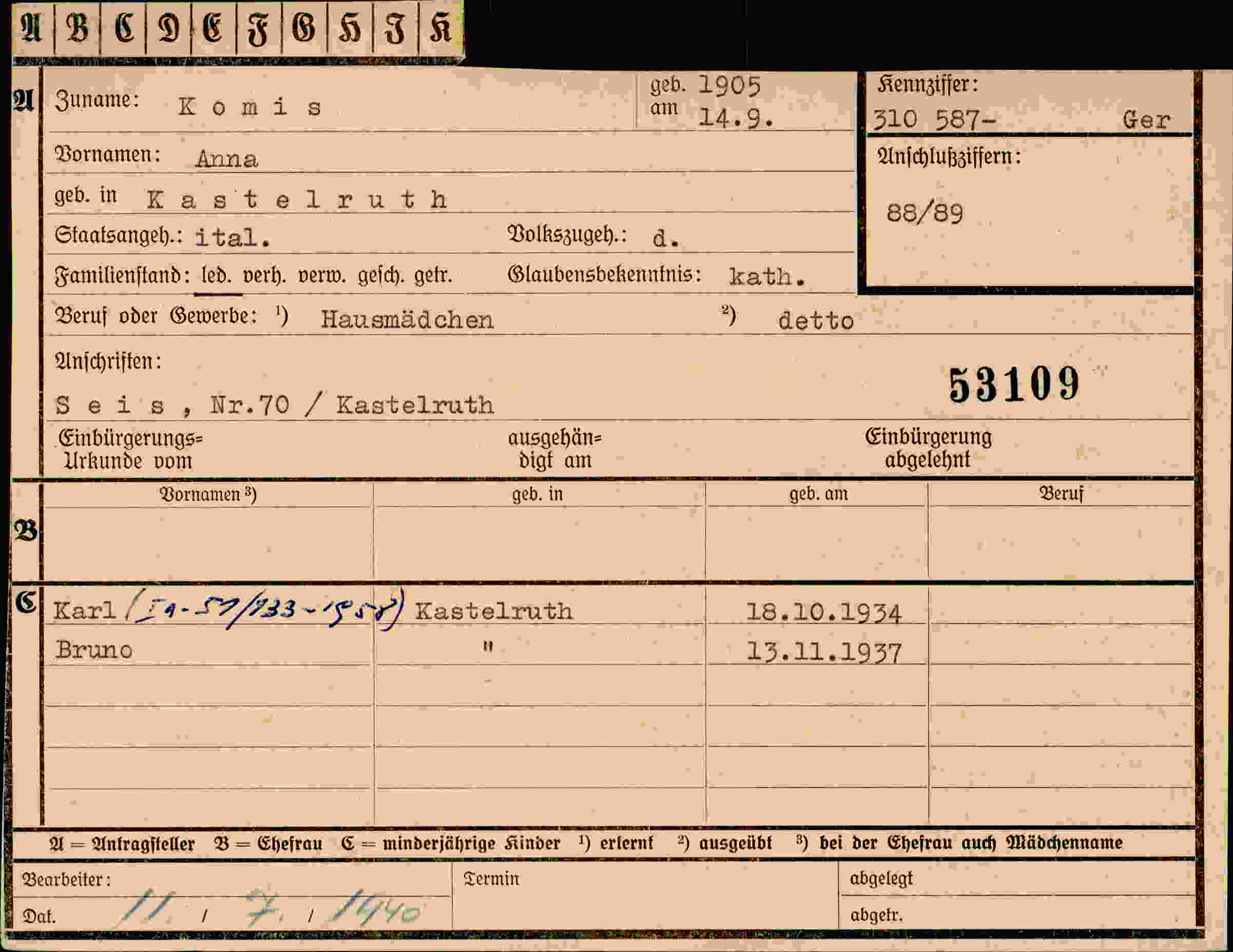 Dokument für Anna Komis