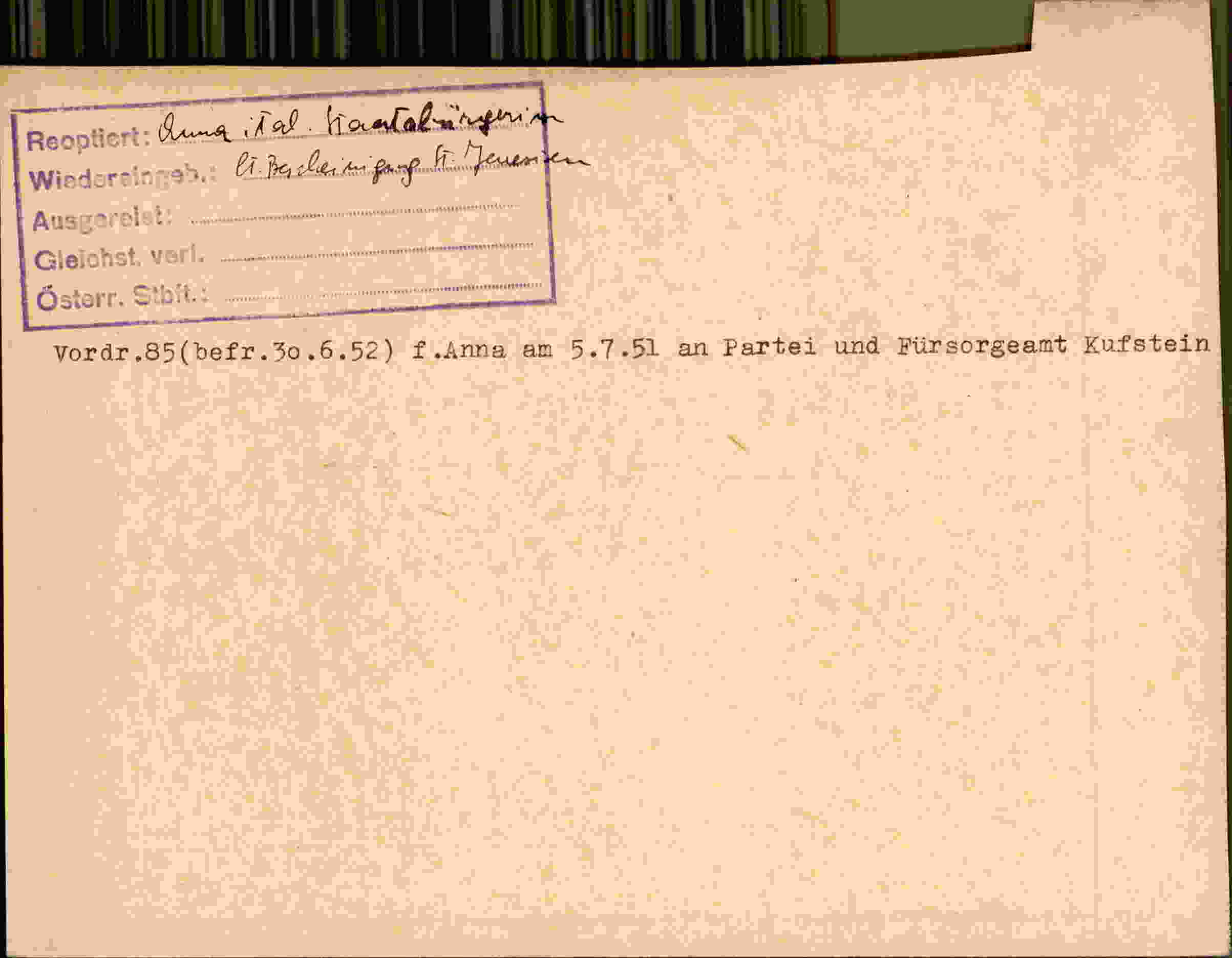 Rückseite des Dokuments