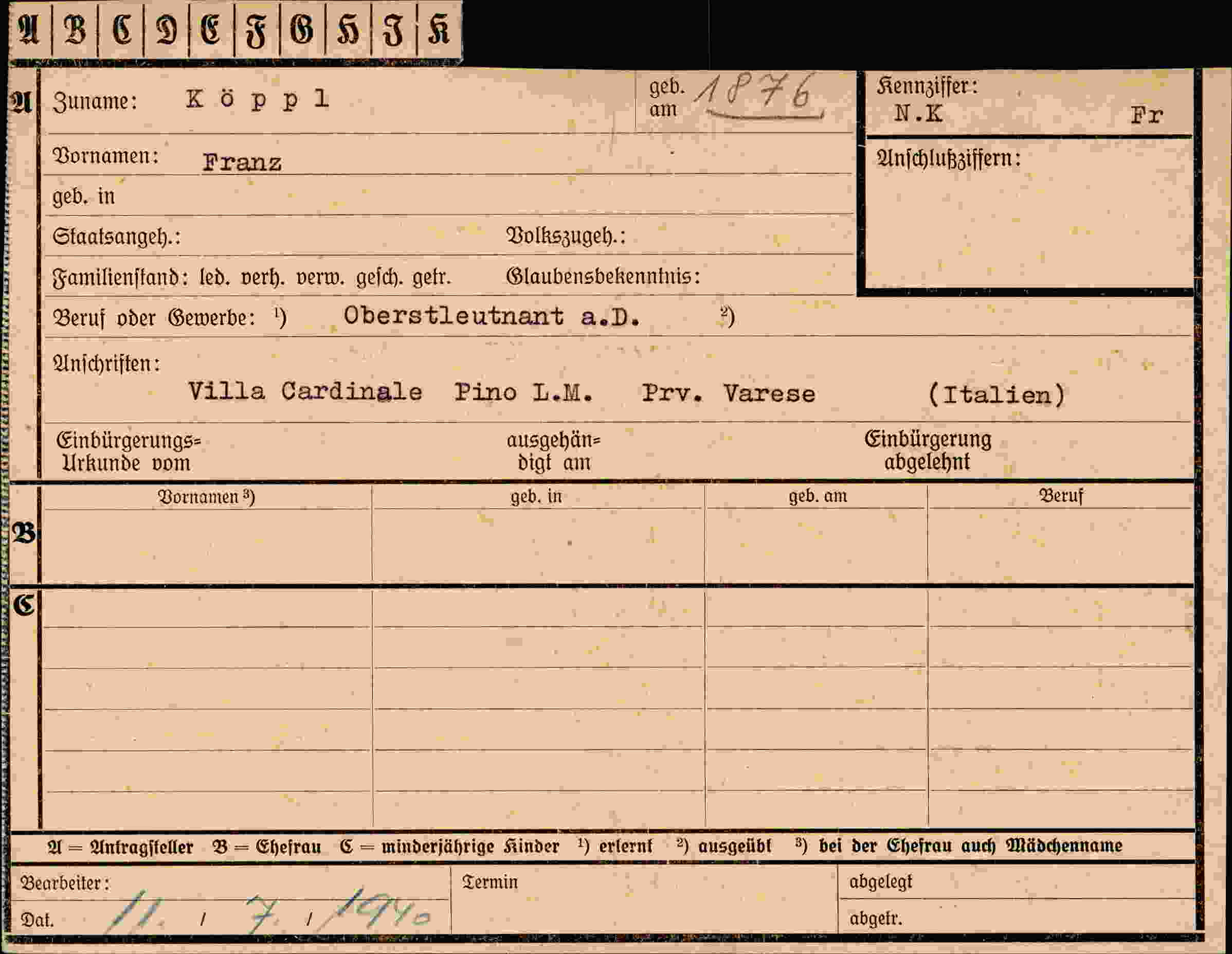Dokument für Franz Köppl