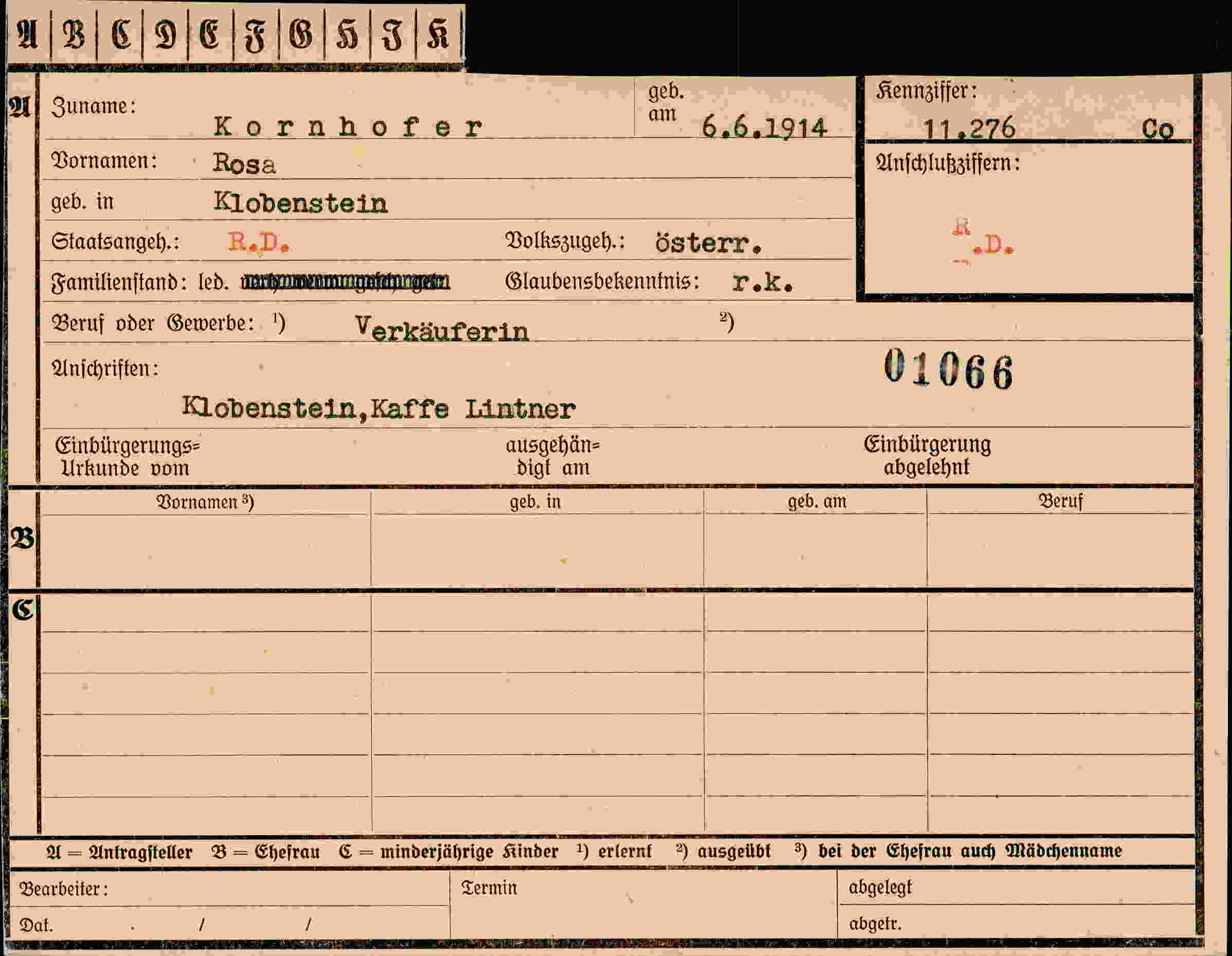 Vorderseite des Dokuments