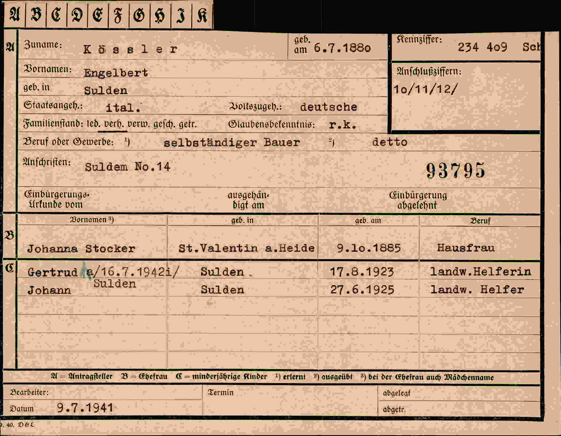 Vorderseite des Dokuments