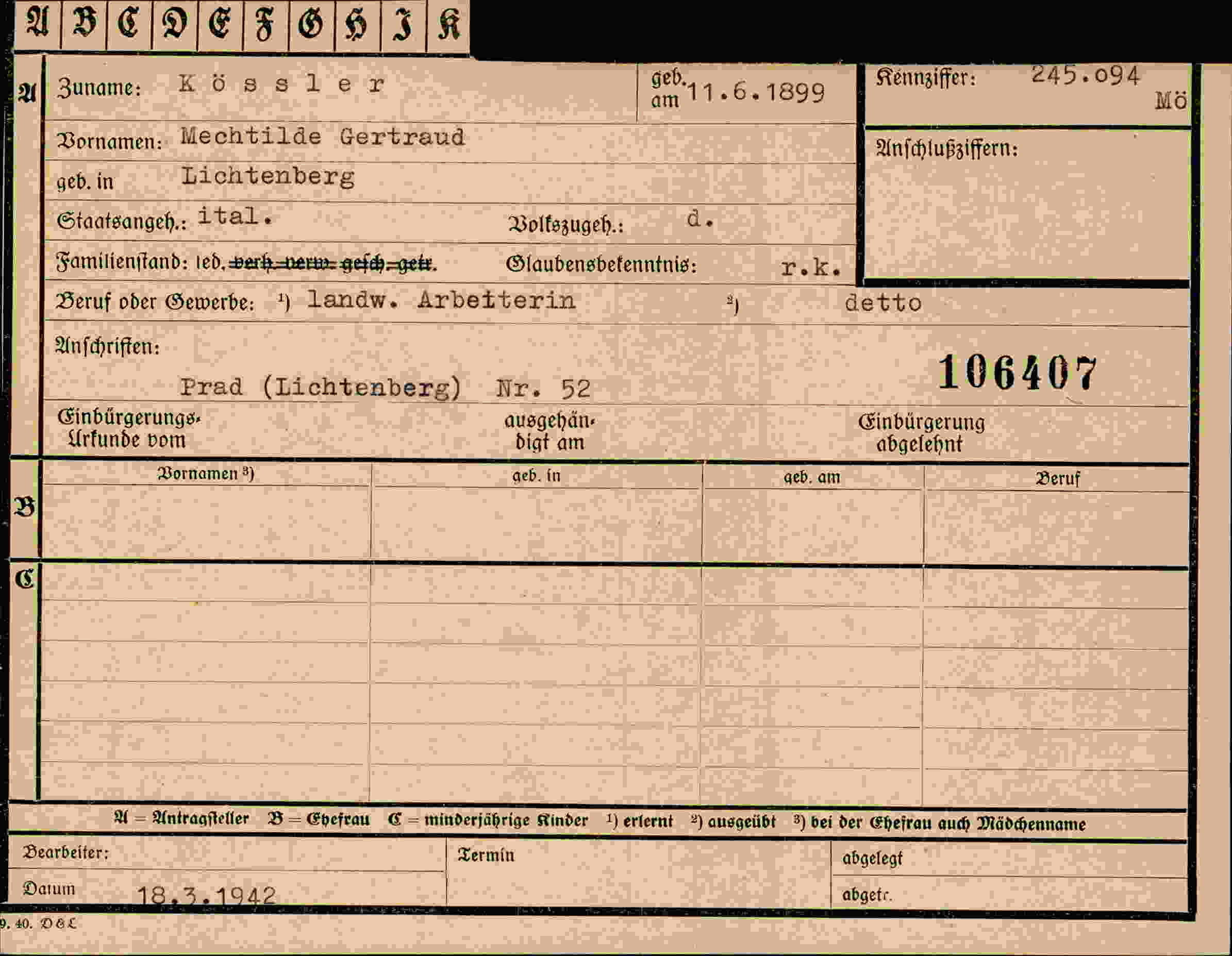 Dokument für Gertraud Kössler