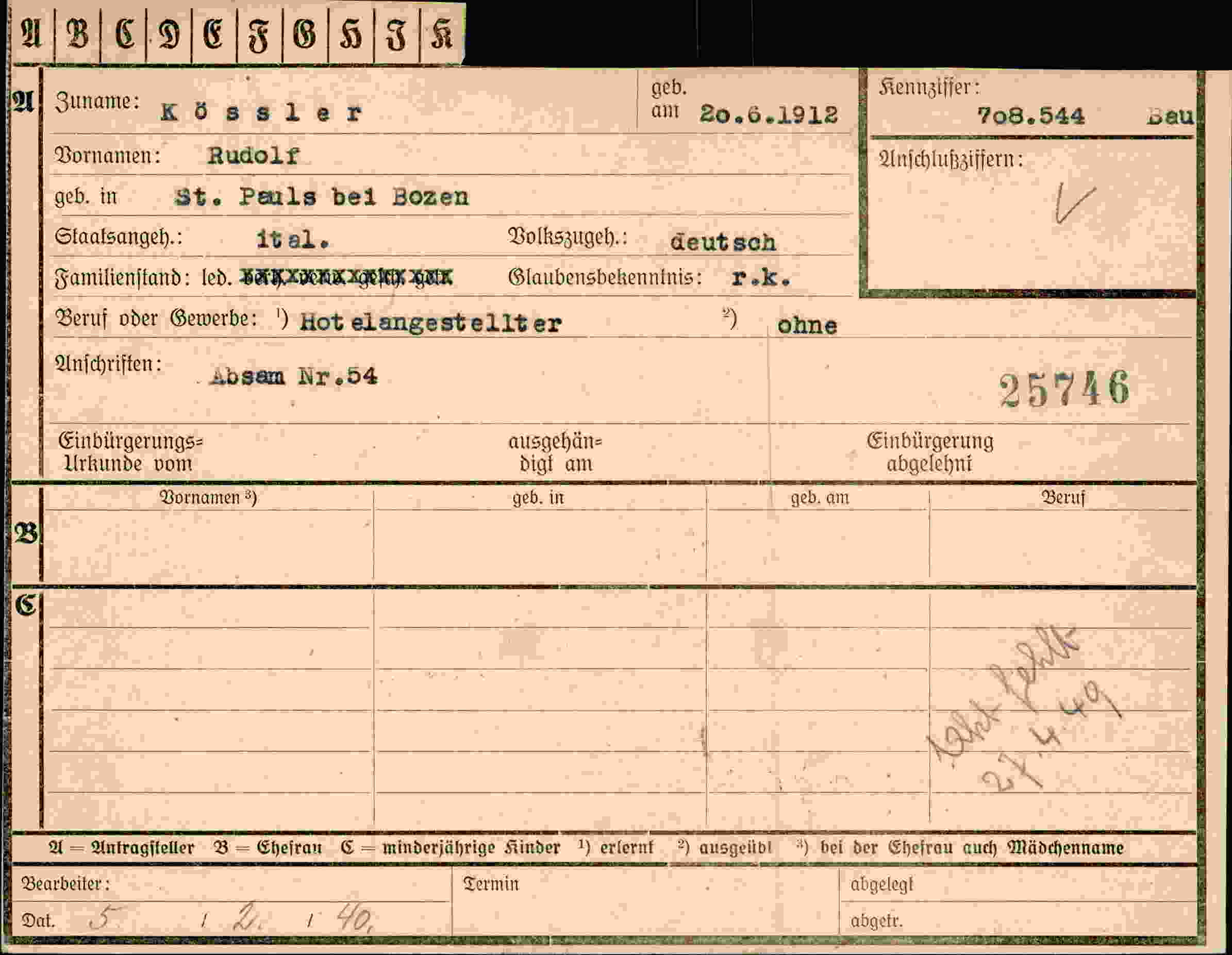 Dokument für Rudolf Kössler