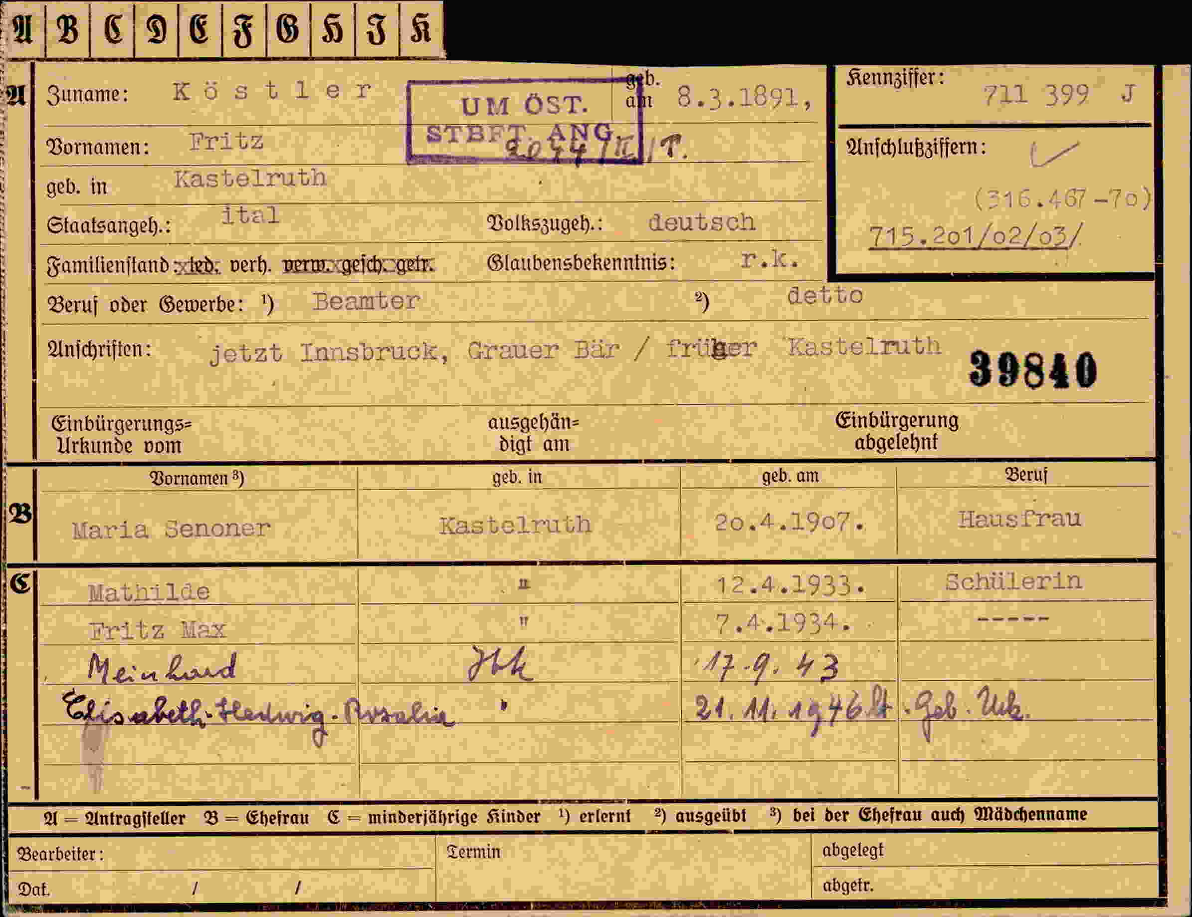 Vorderseite des Dokuments