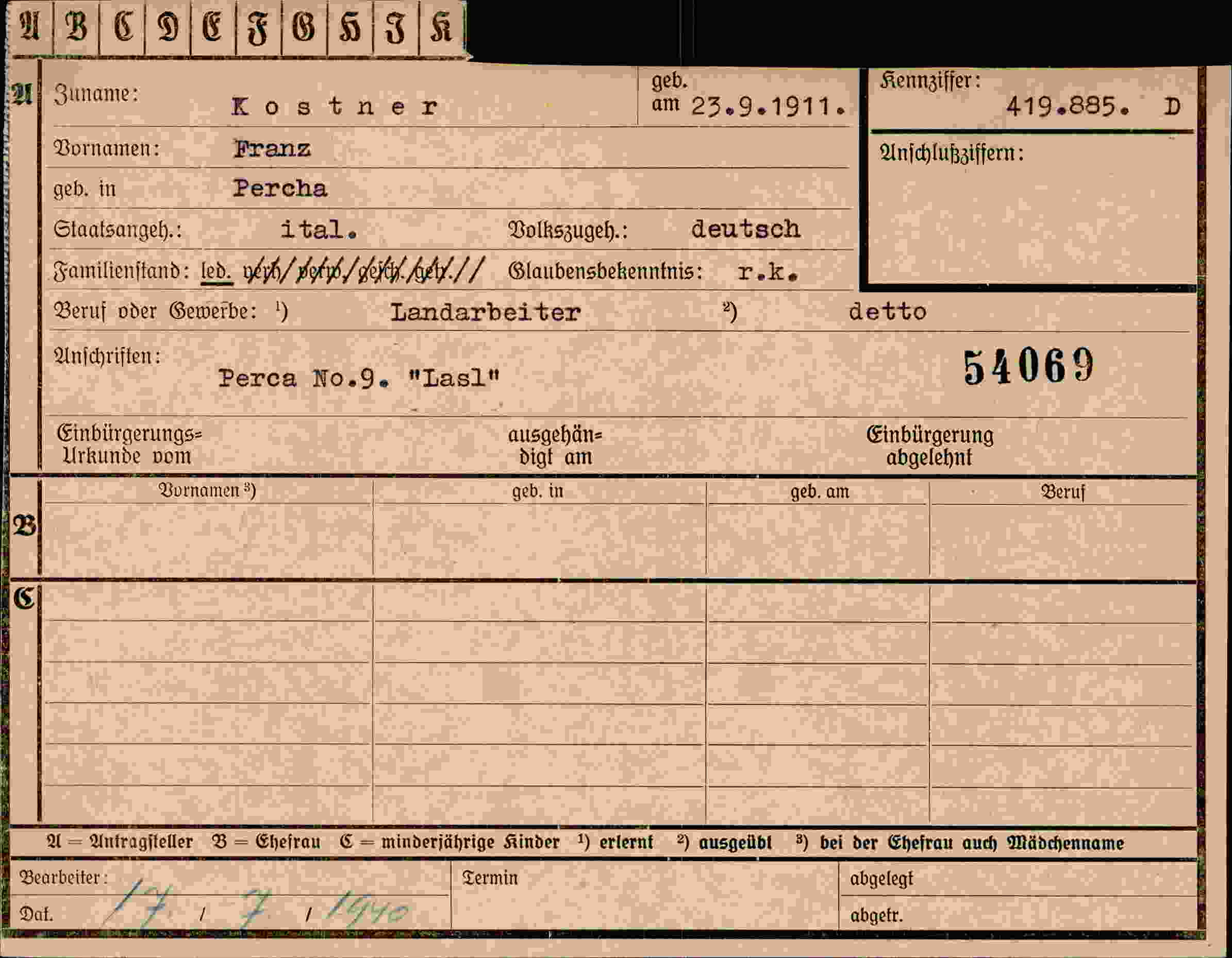 Dokument für Franz Kostner