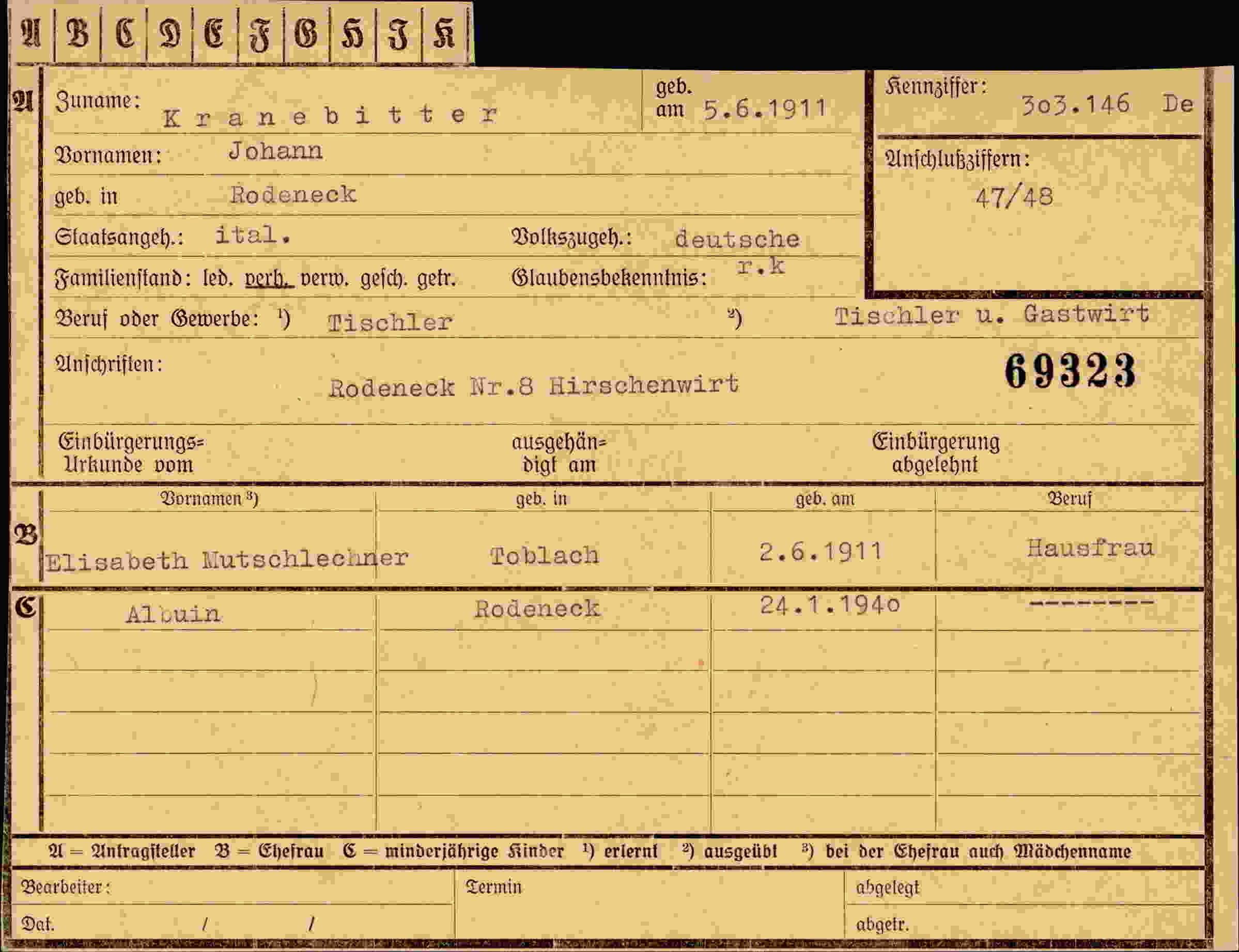 Dokument für Johann Kranebitter