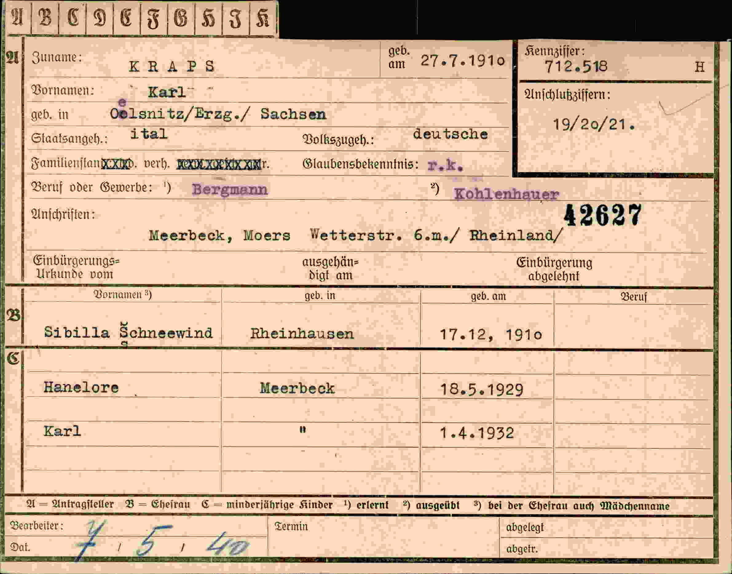 Dokument für Karl Kraps