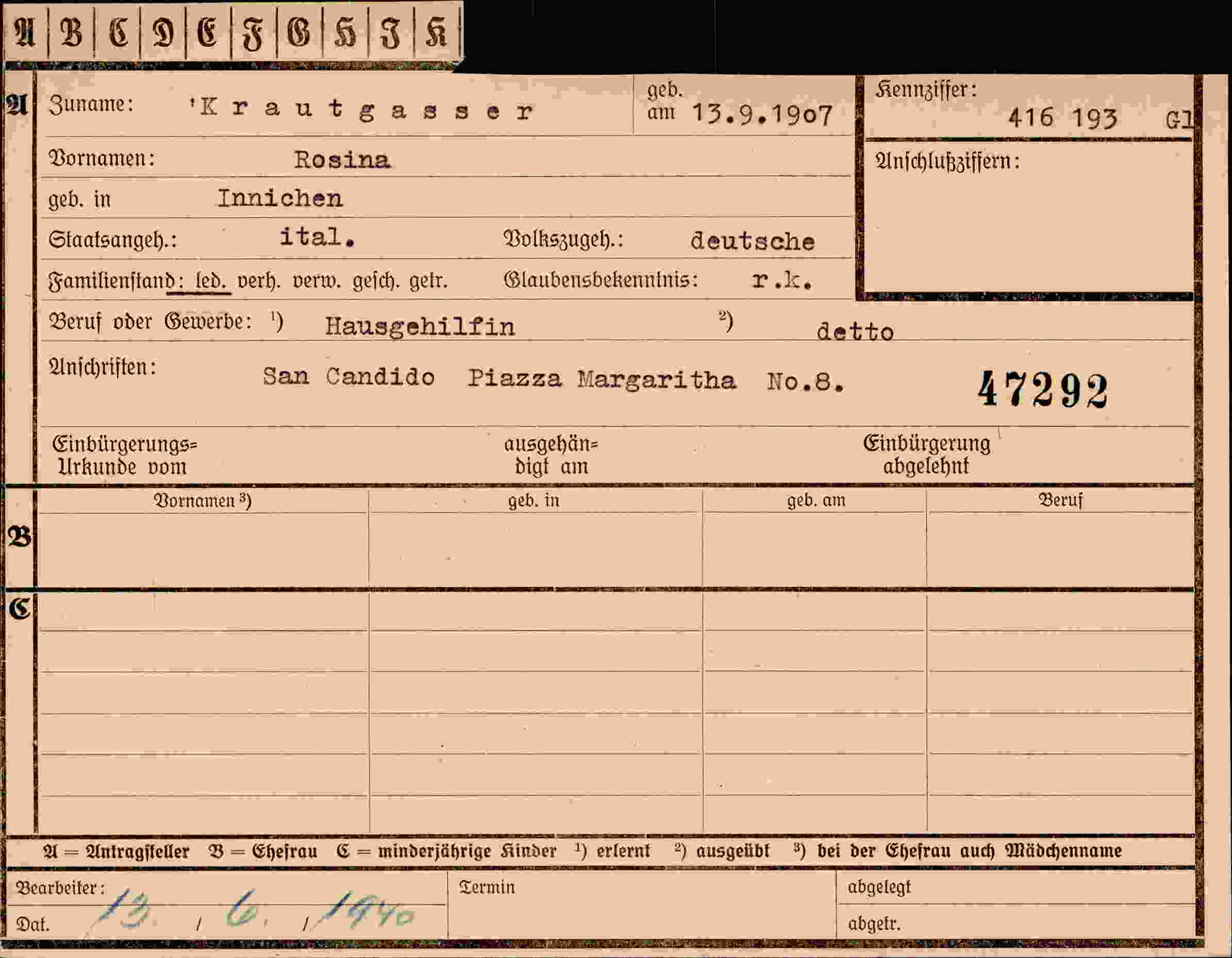 Vorderseite des Dokuments