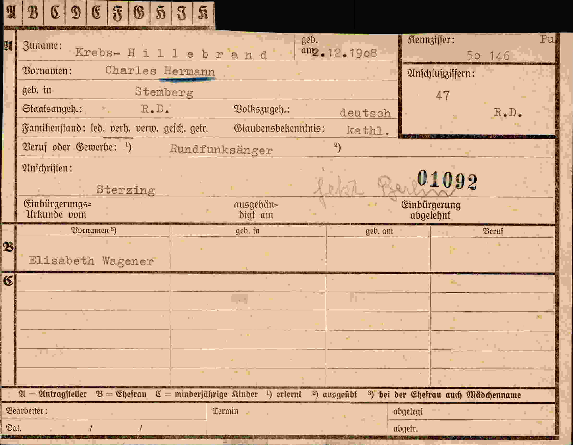 Dokument für Hermann Krebs-Hillebrand