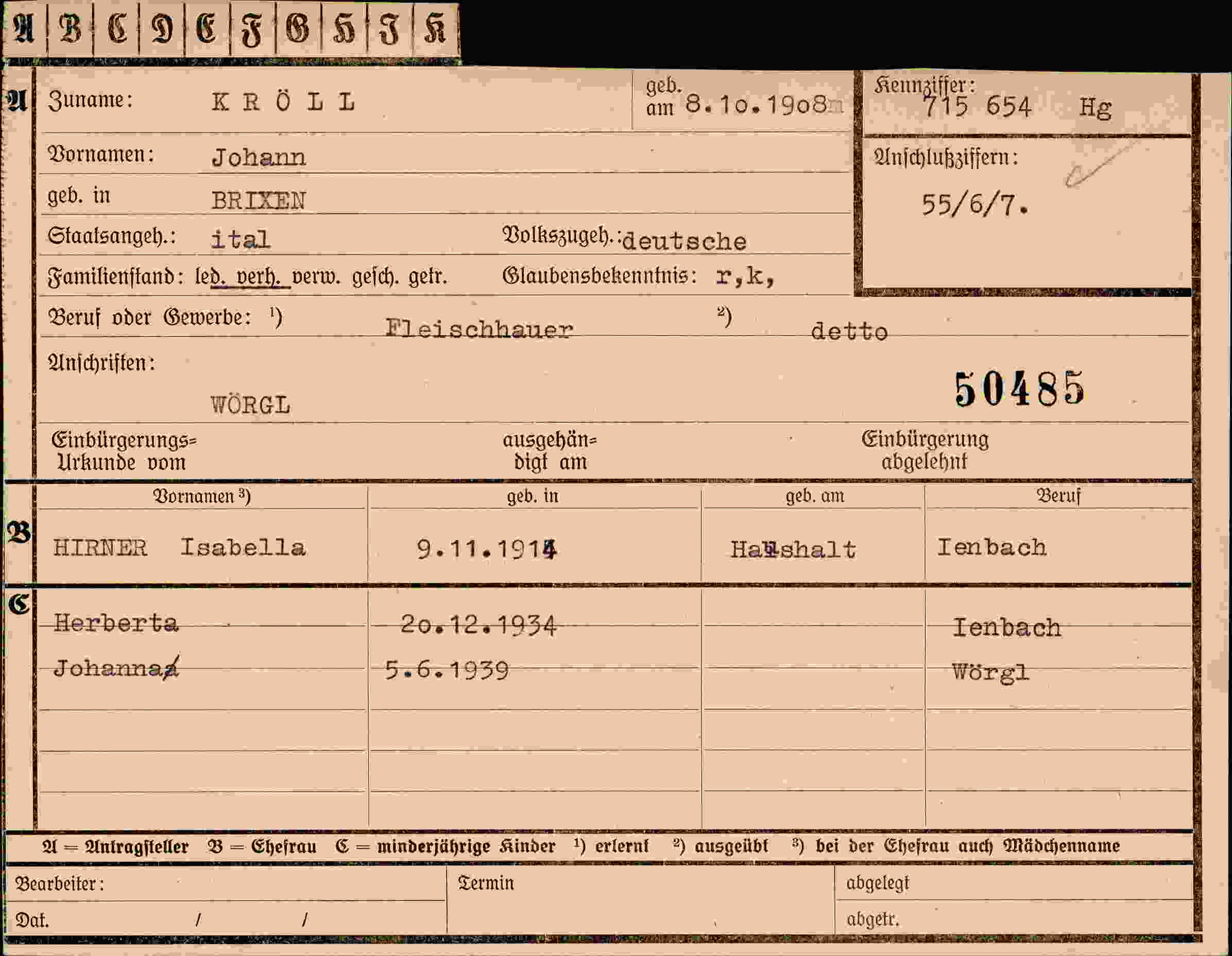 Dokument für Johann Kröll