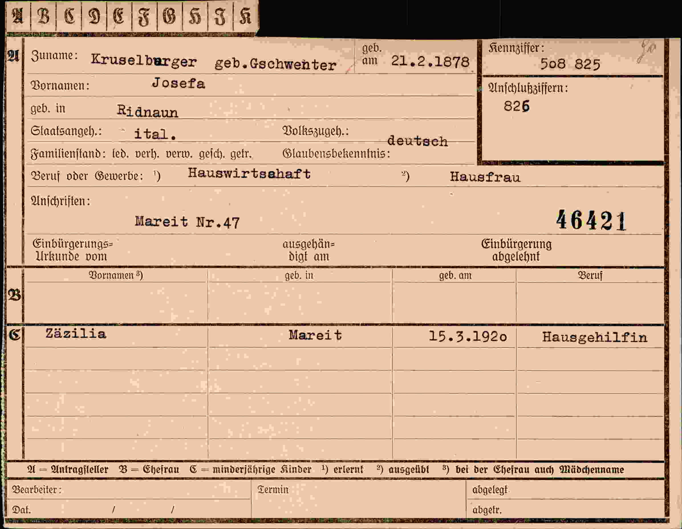Vorderseite des Dokuments