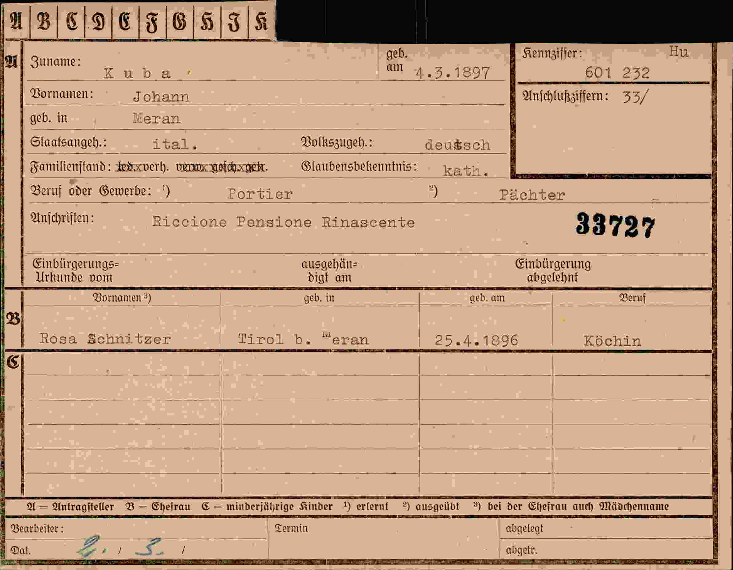 Vorderseite des Dokuments