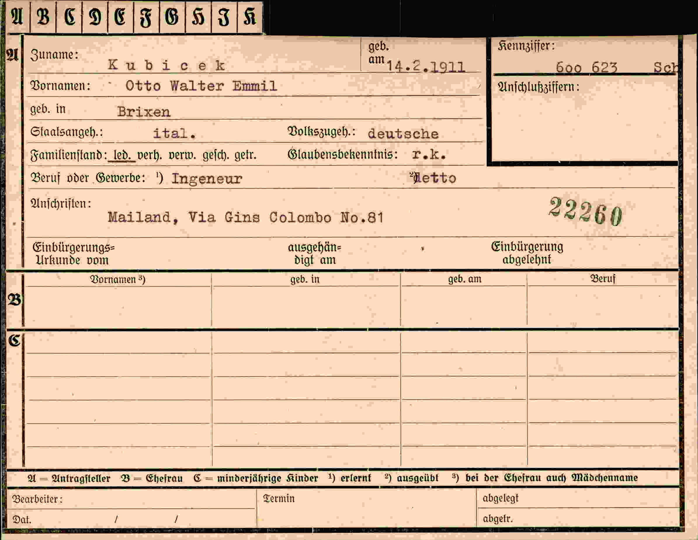 Dokument für Otto Walter Kubirek