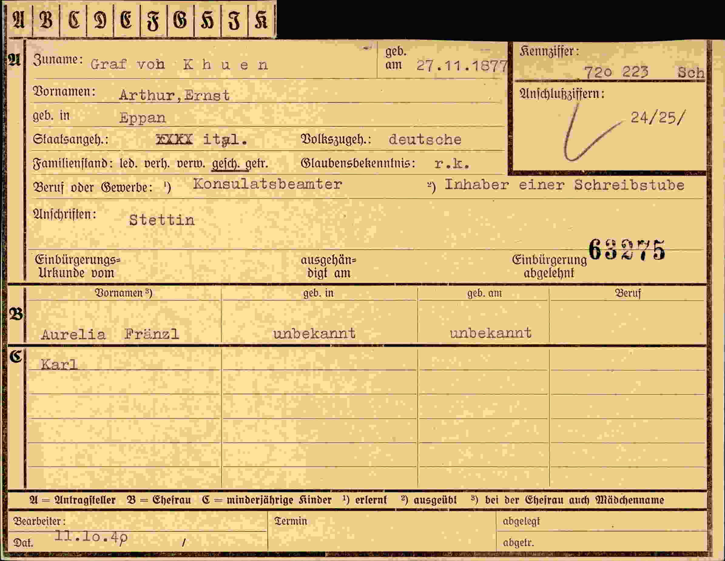 Dokument für Arthur Ernst Graf