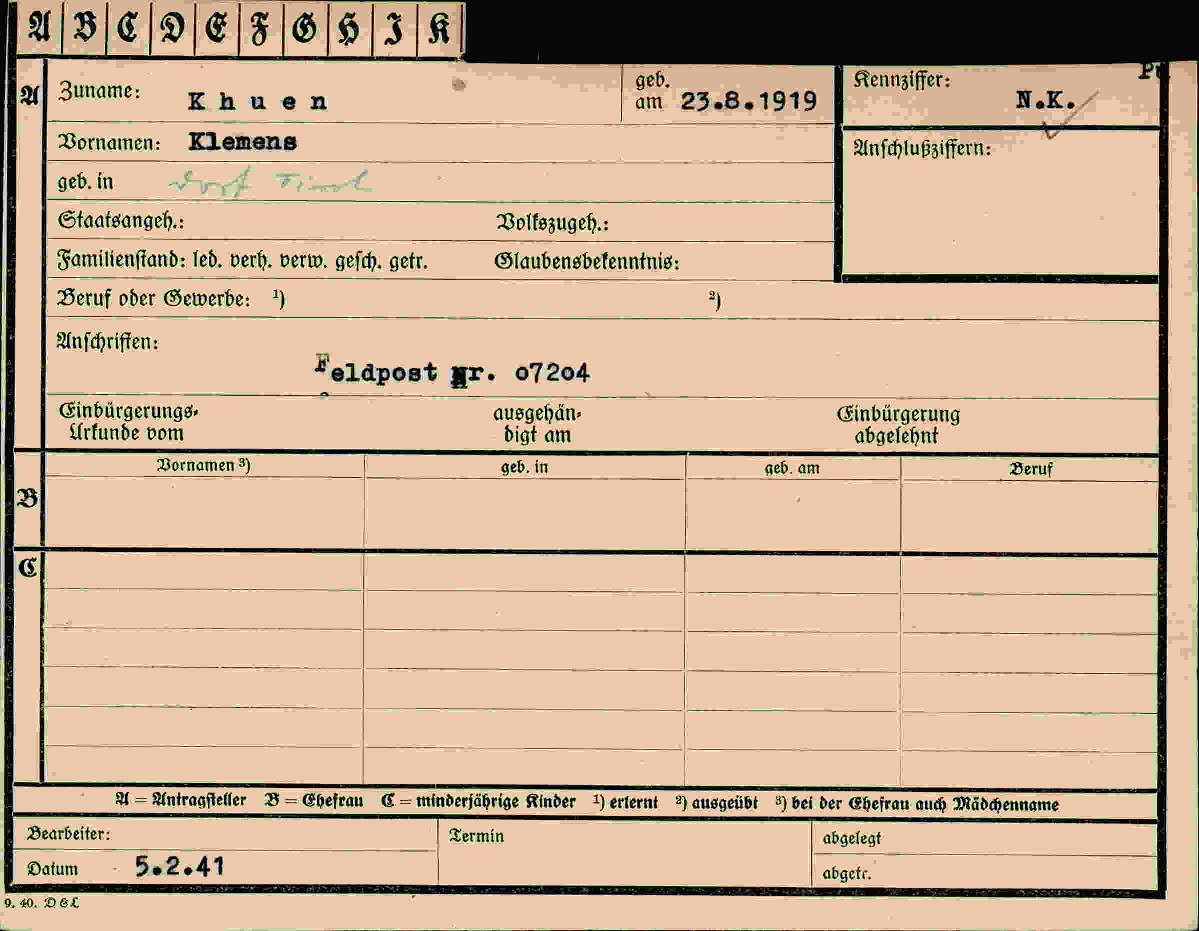 Dokument für Klemens Khuen
