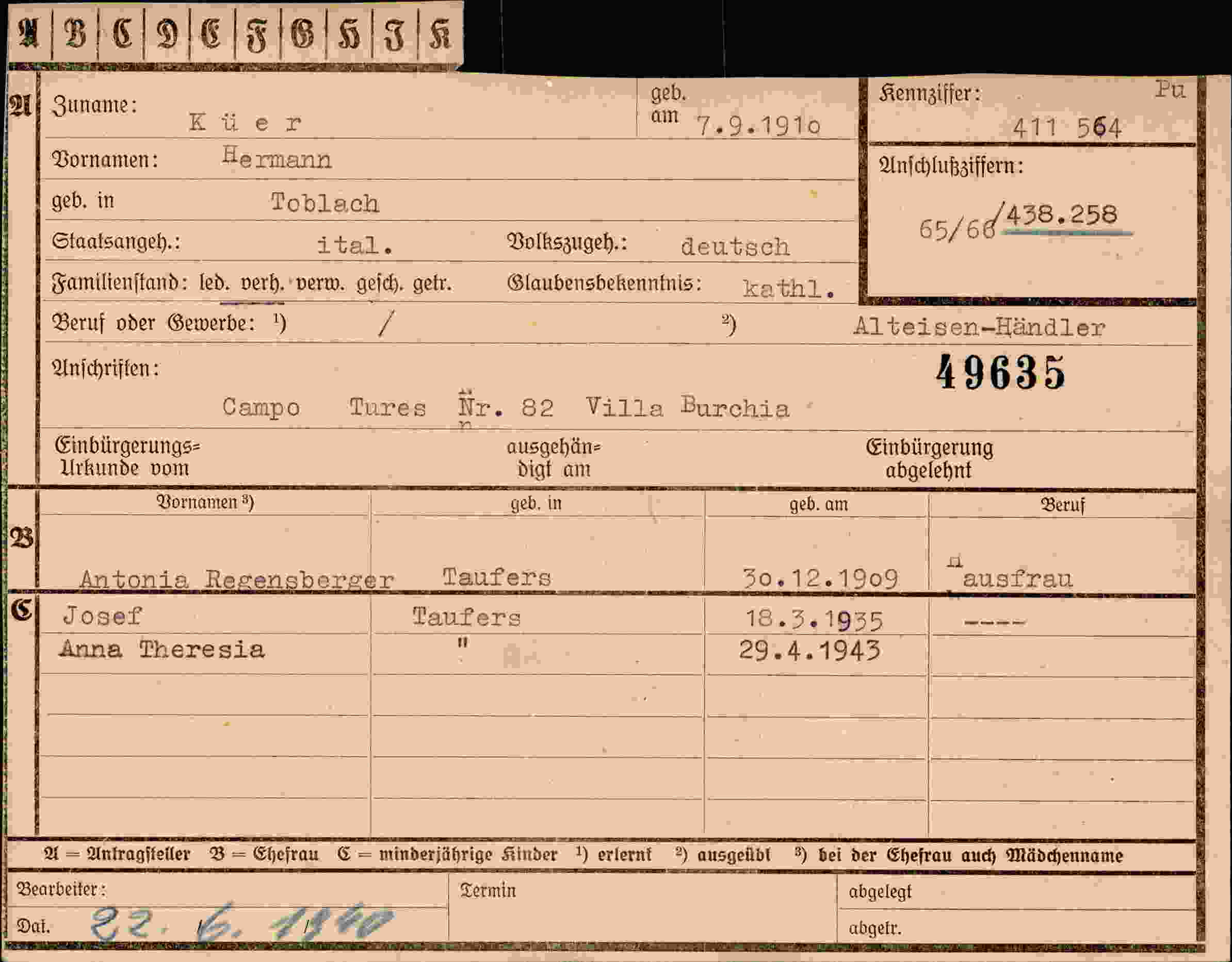 Dokument für Hermann Küer