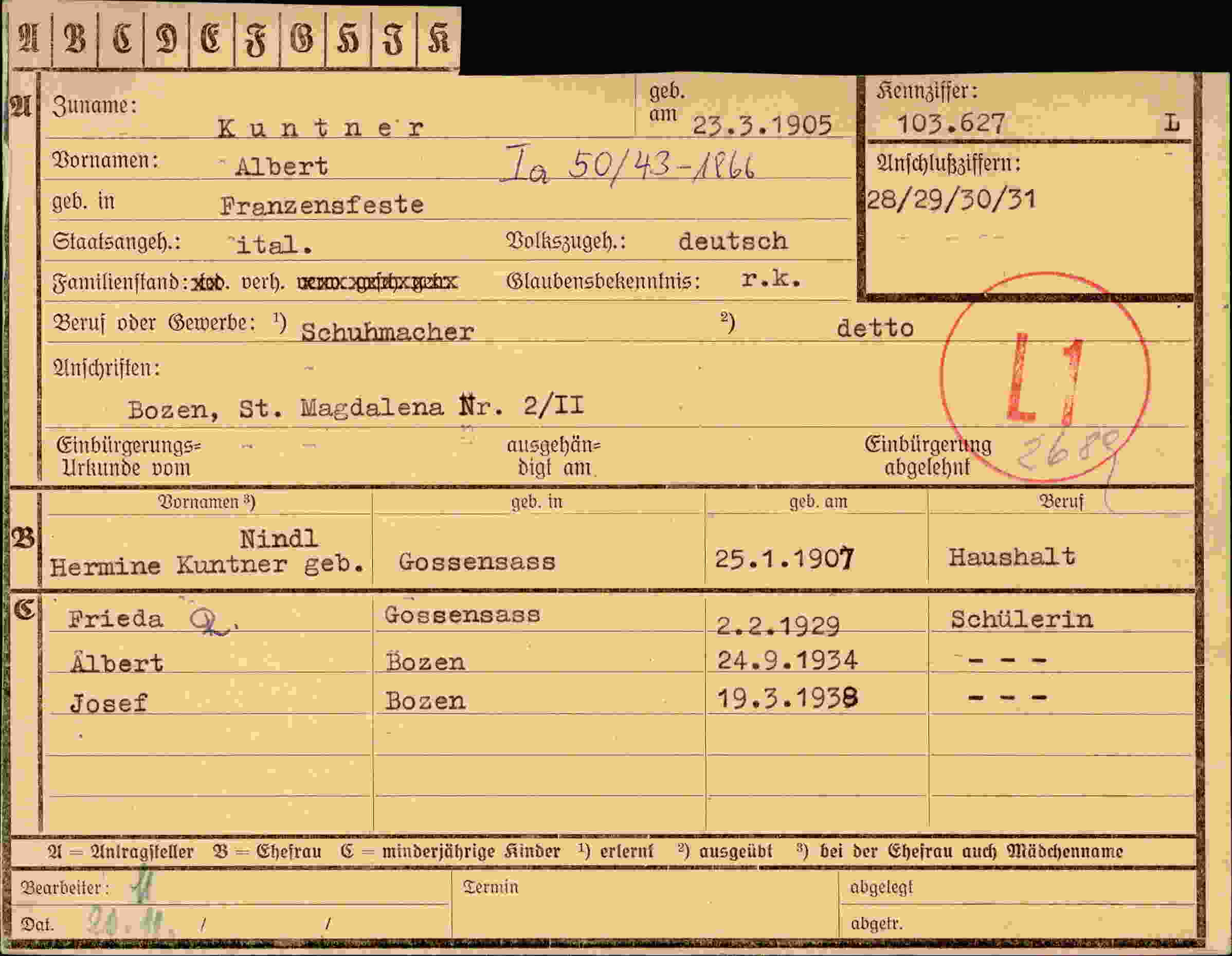 Vorderseite des Dokuments