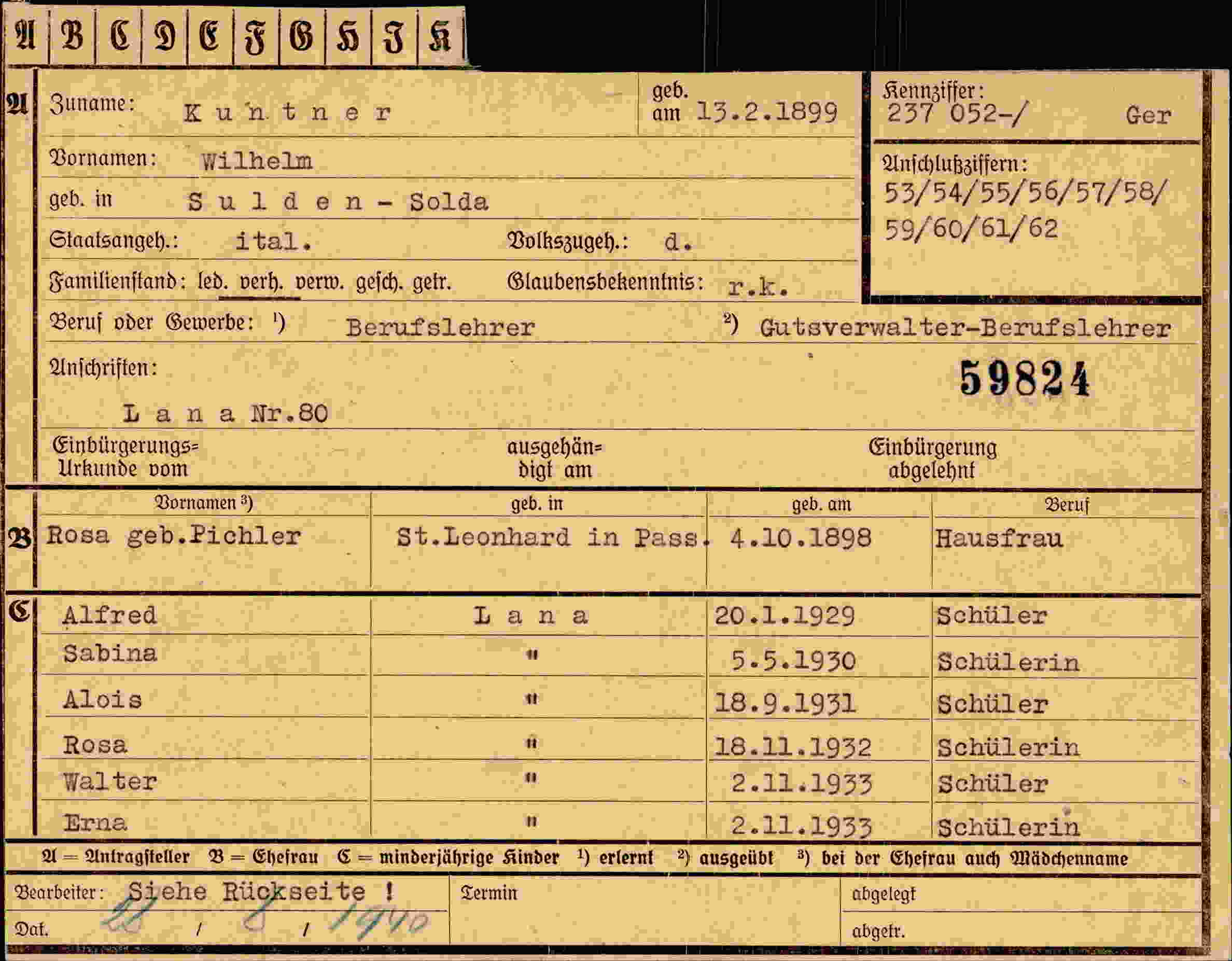 Dokument für Wilhelm Kuntner