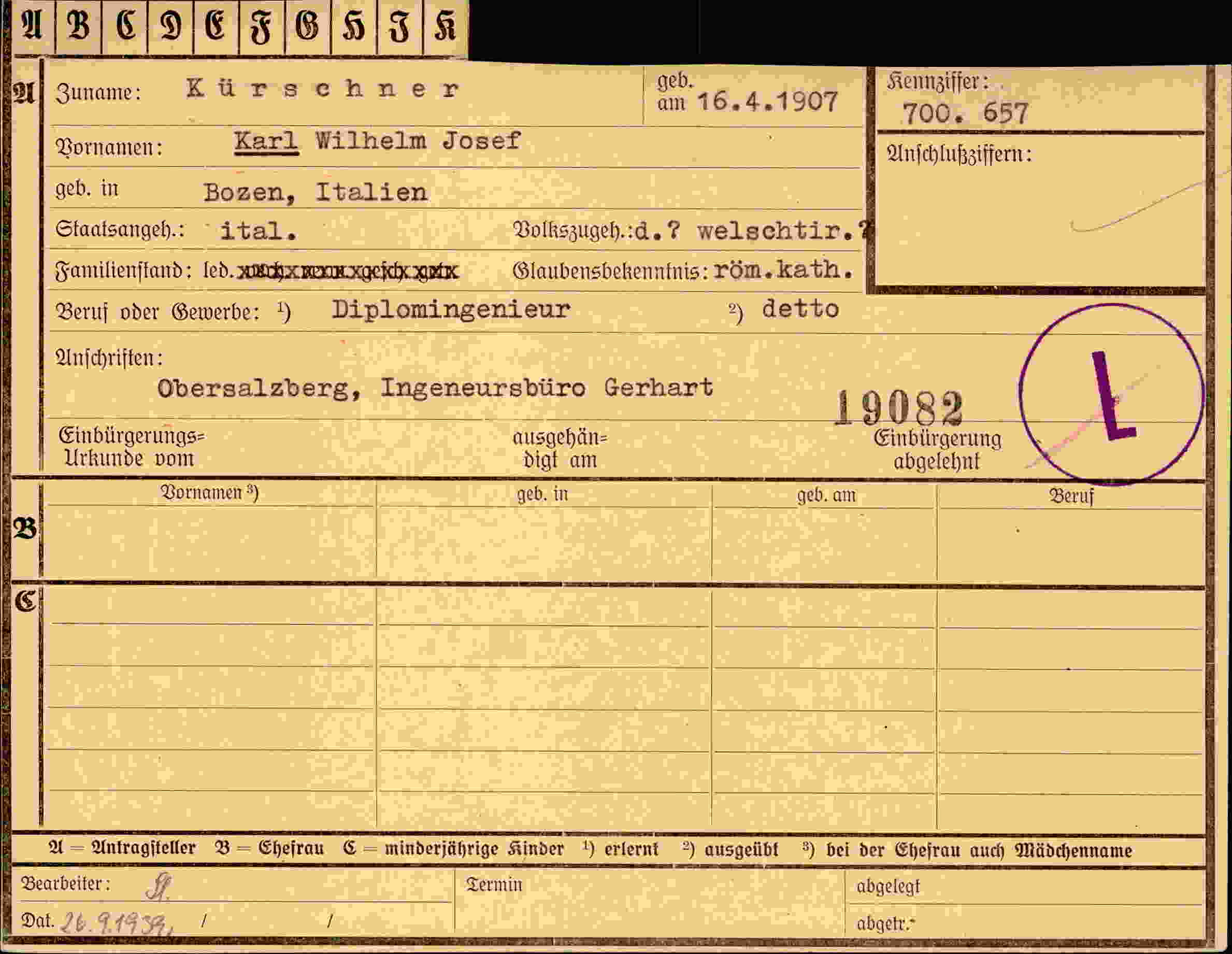 Dokument für Karl Wilhelm Josef Kürschner