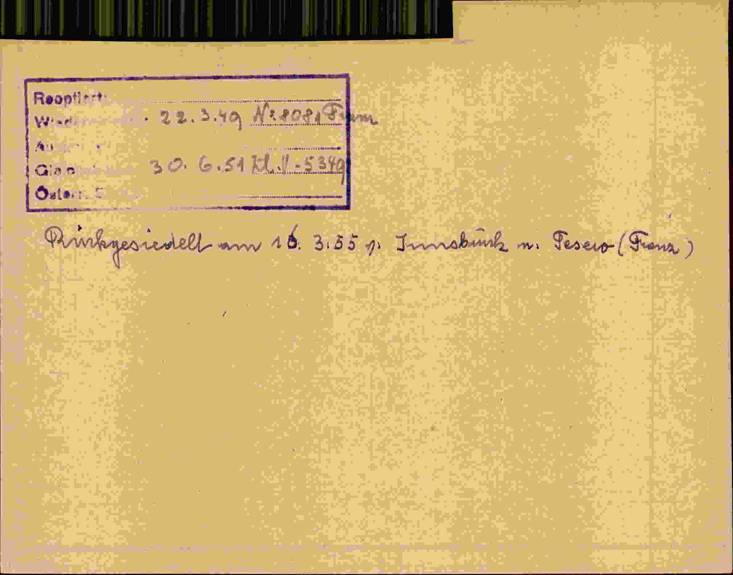 Rückseite des Dokuments
