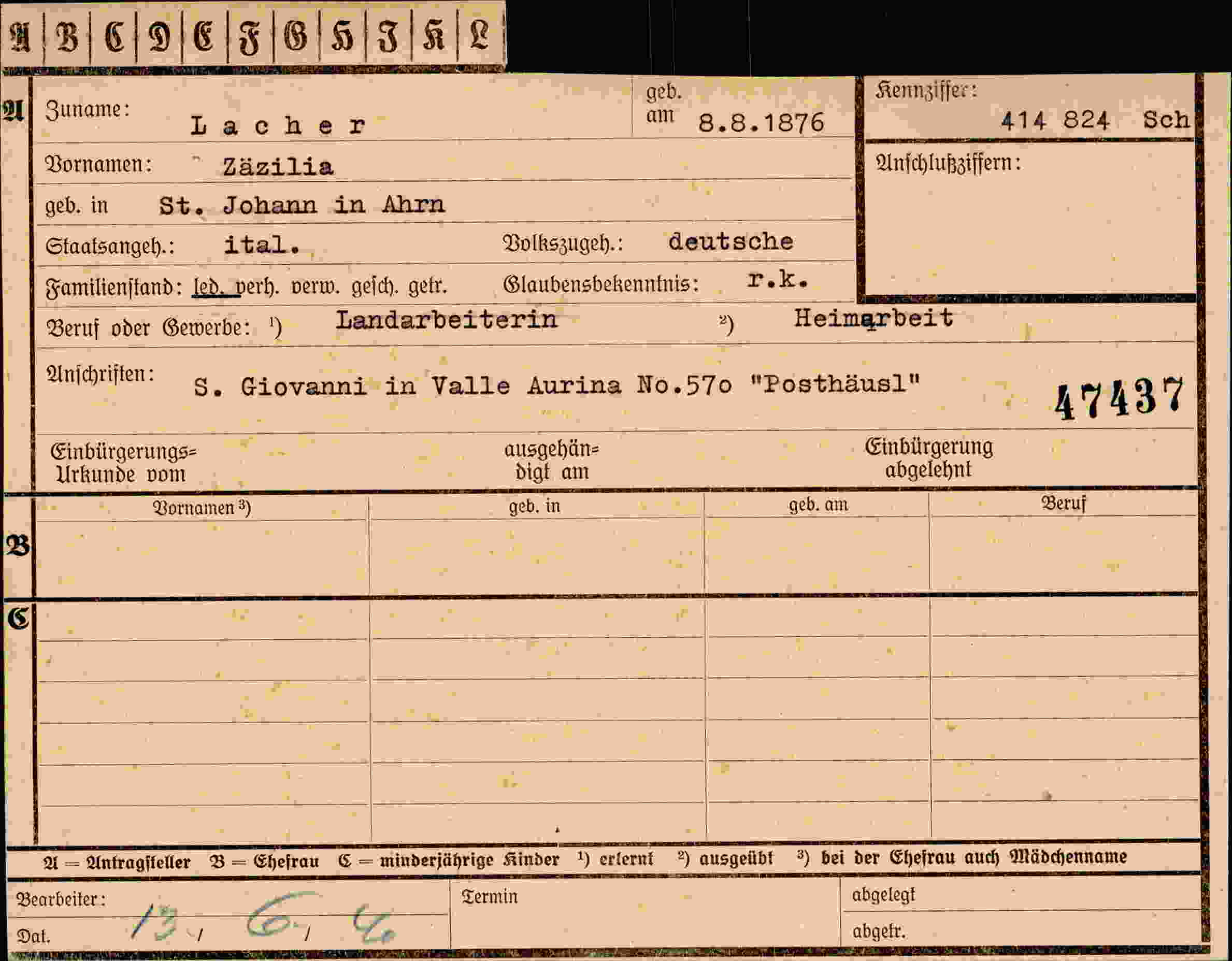 Dokument für Zäzilia Lacher