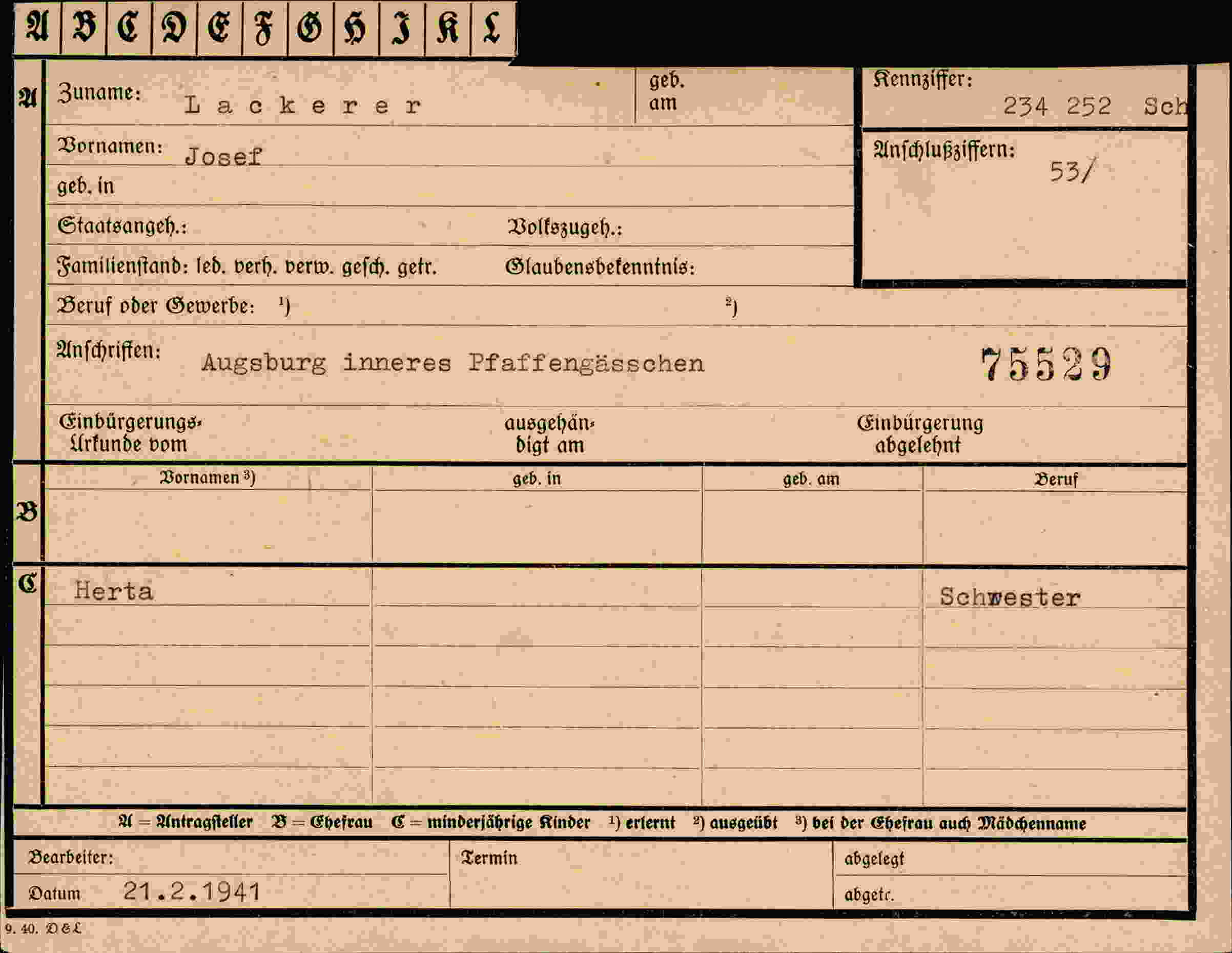 Dokument für Josef Lackerer