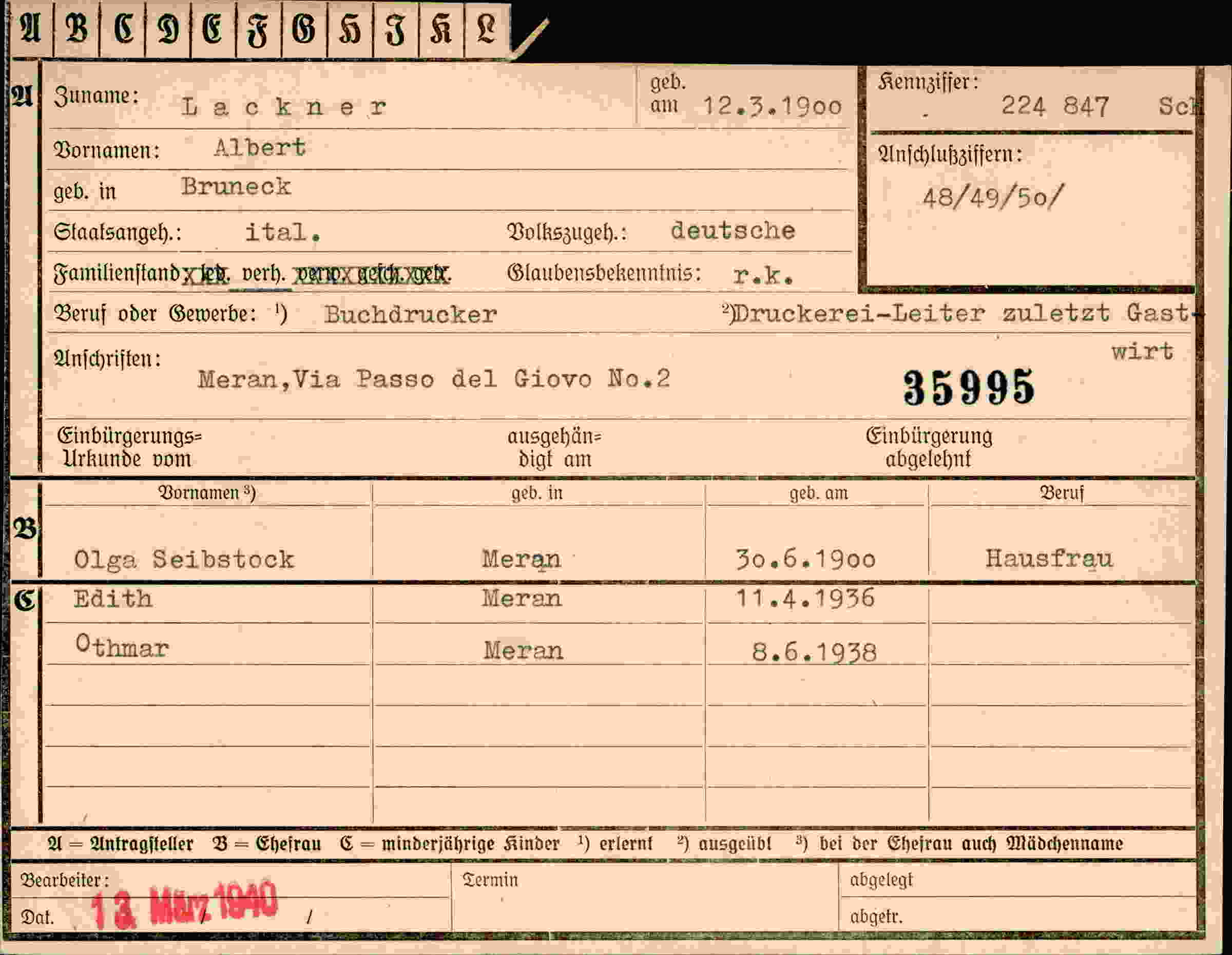 Dokument für Albert Lackner