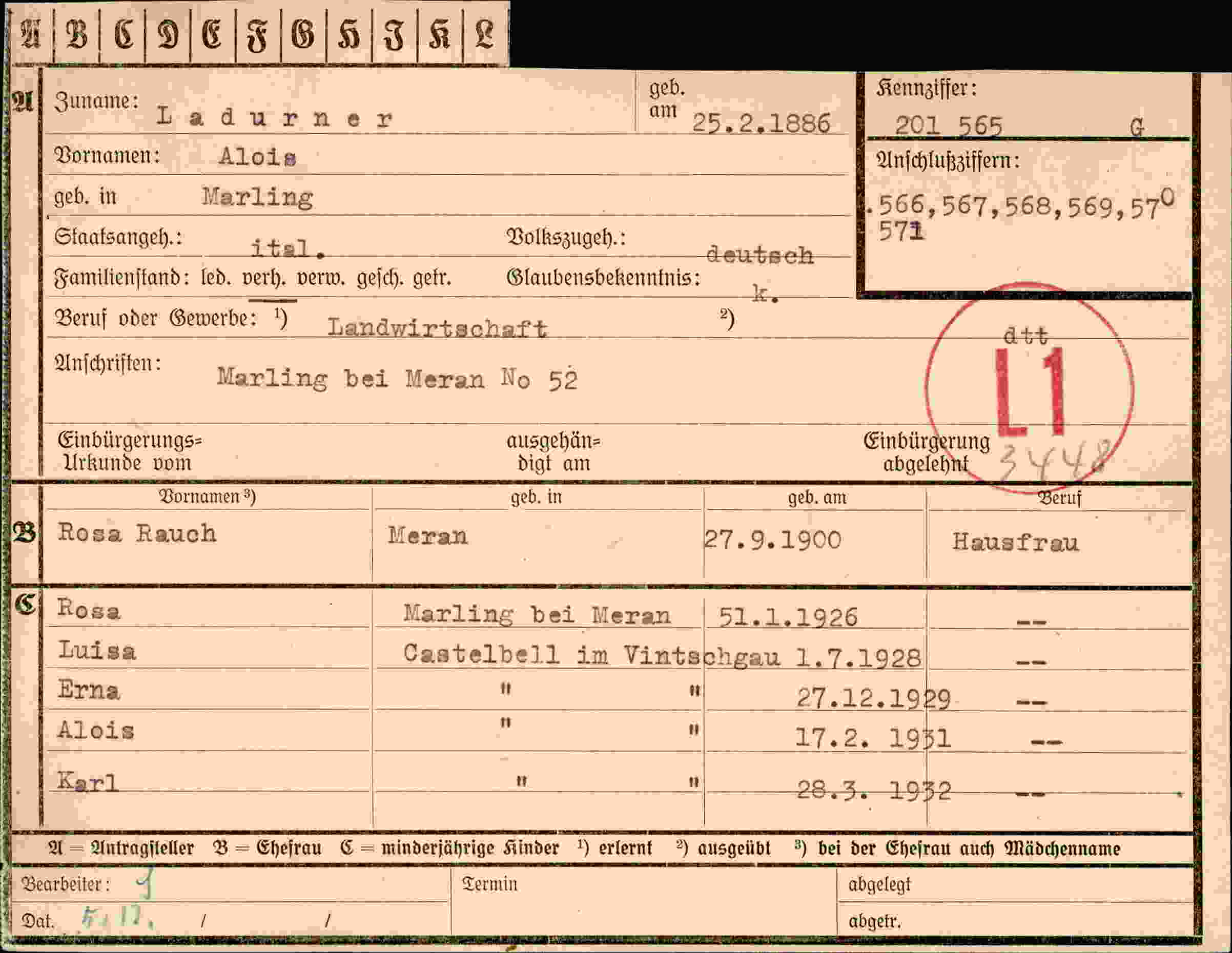 Dokument für Alois Ladurner