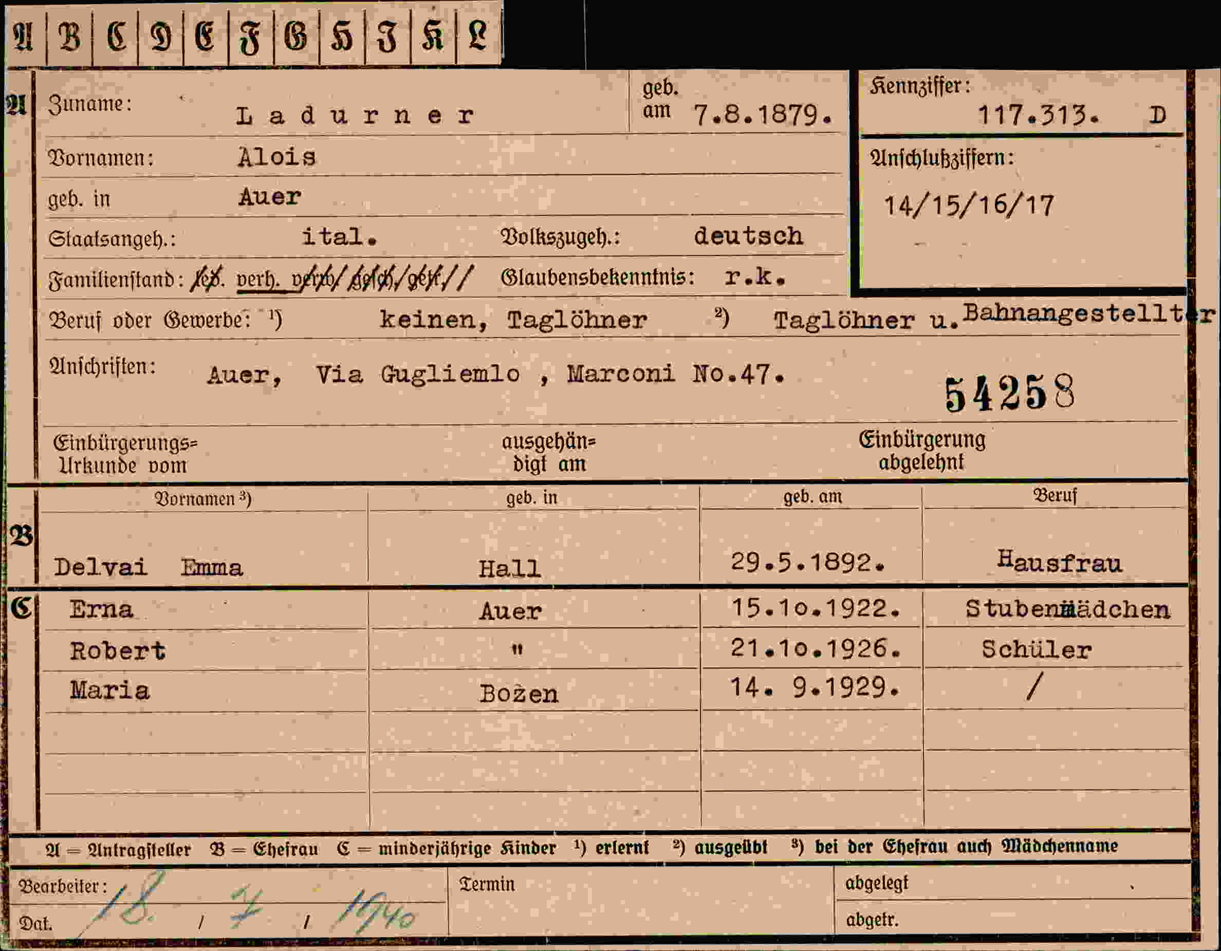 Dokument für Alois Ladurner