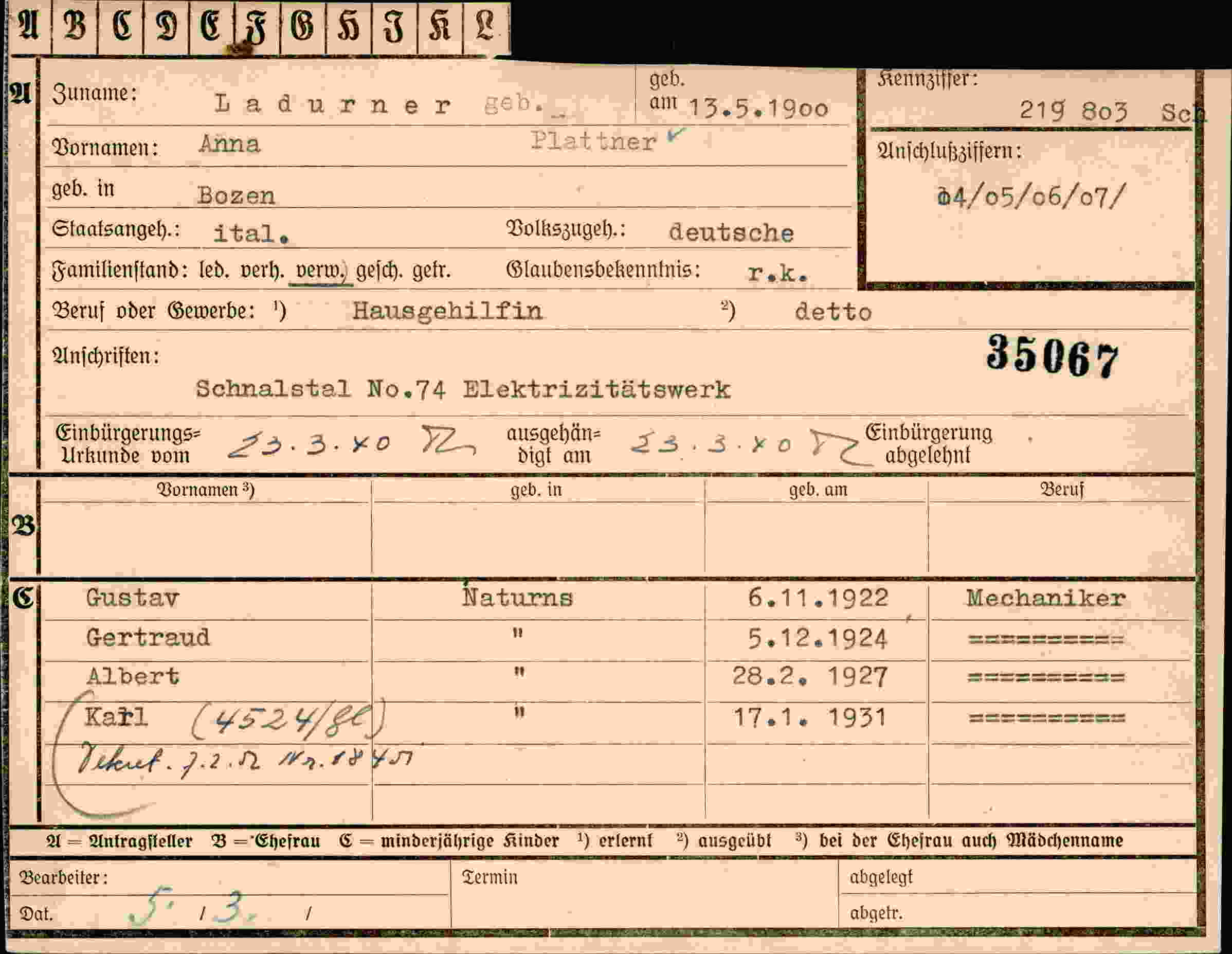 Dokument für Anna Ladurner