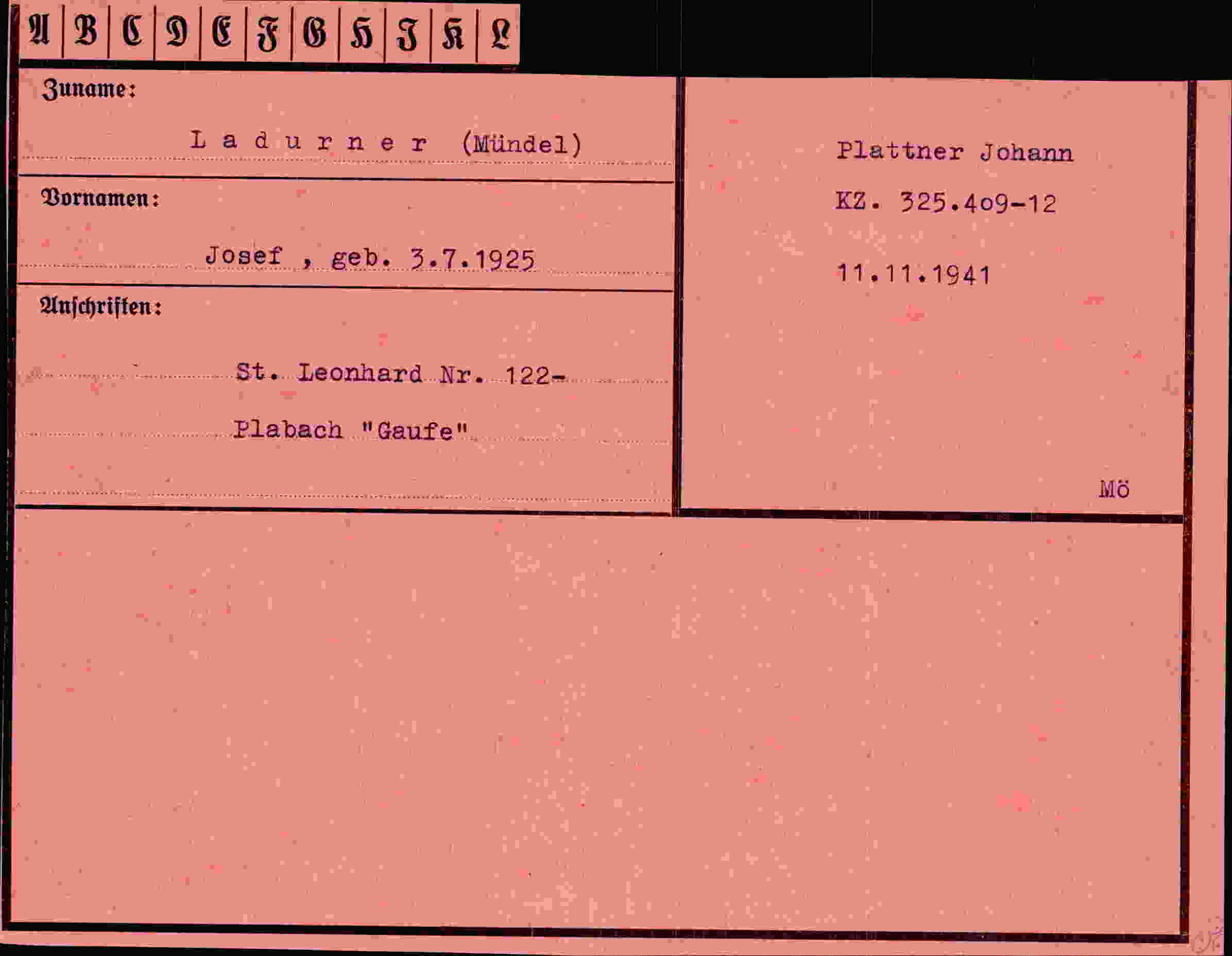 Dokument für Josef Ladurner