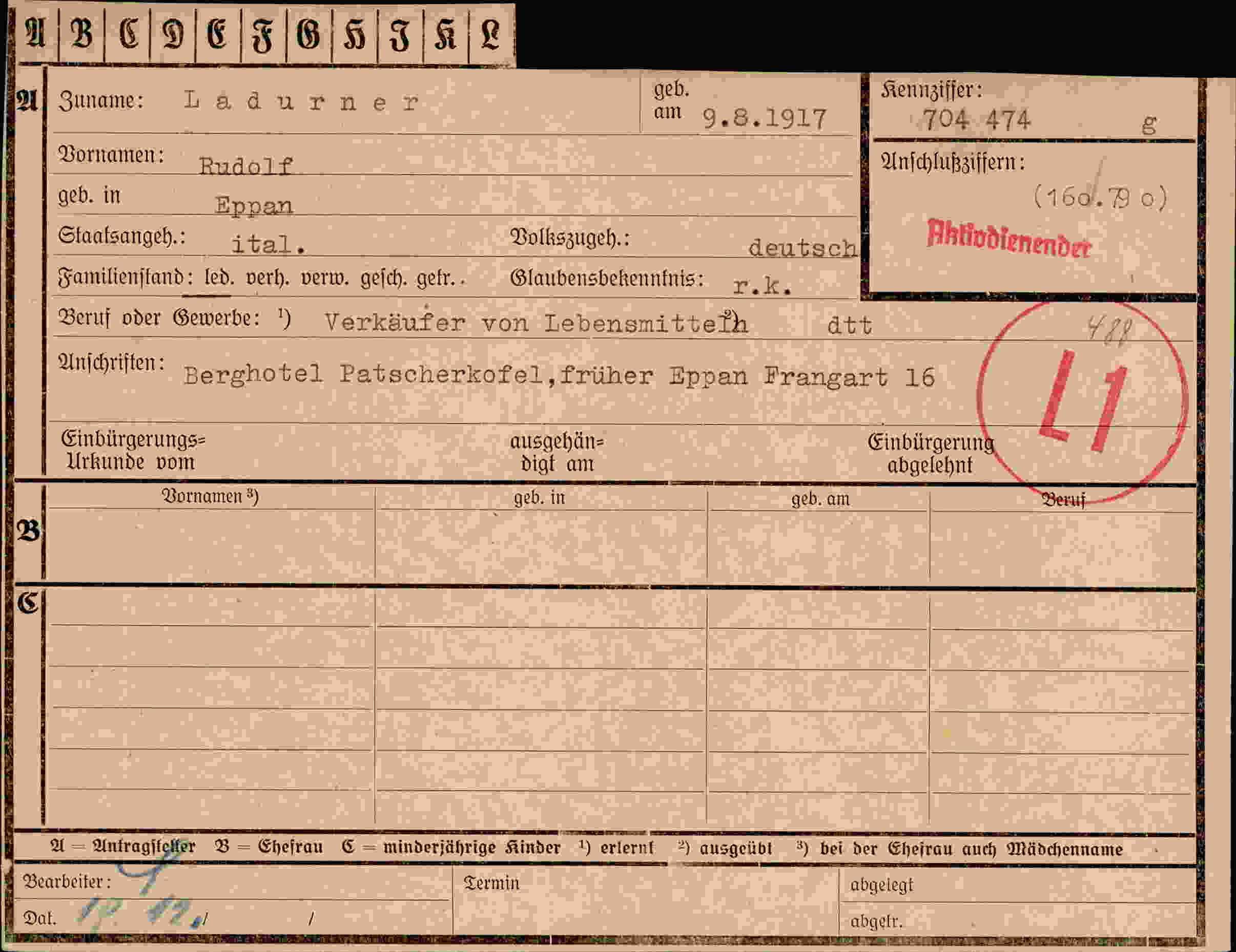 Vorderseite des Dokuments