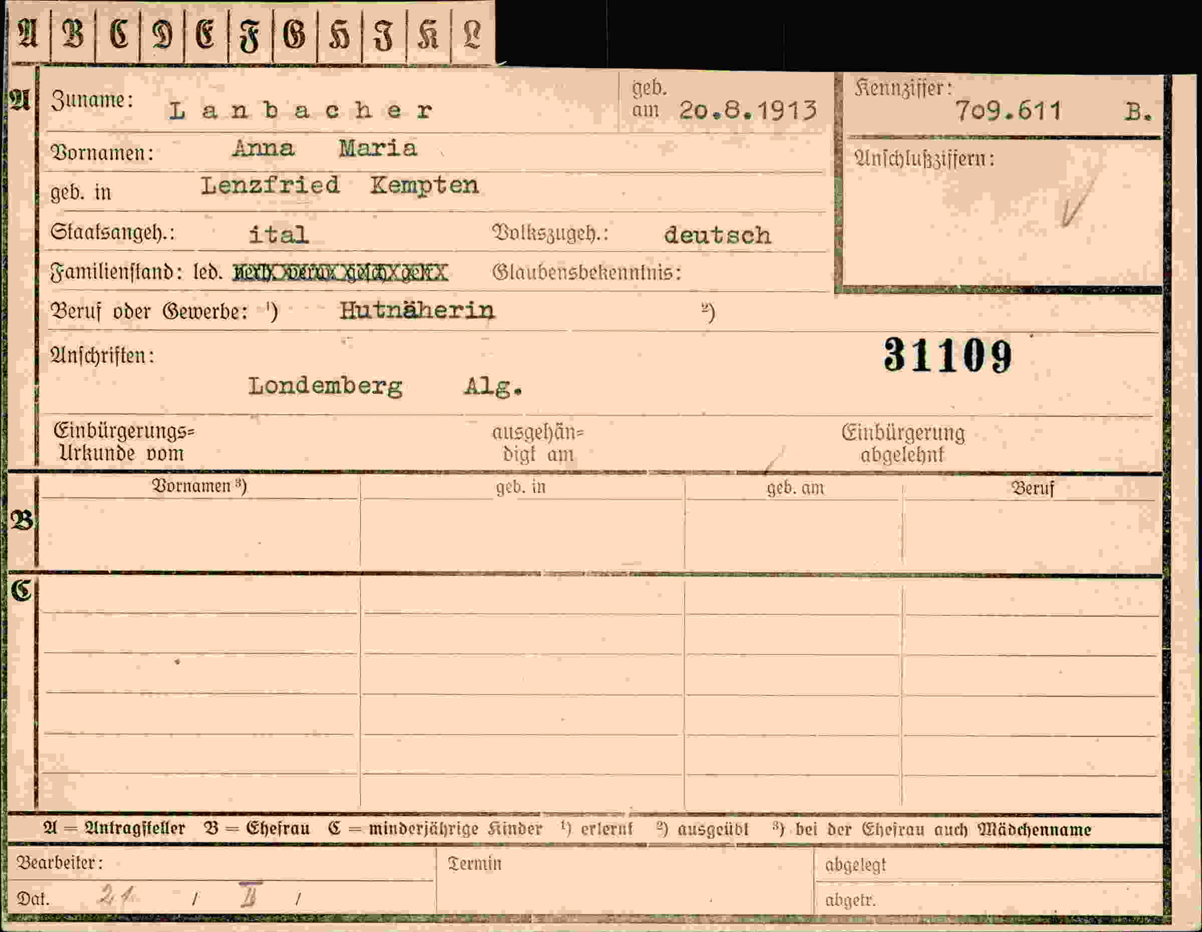 Vorderseite des Dokuments