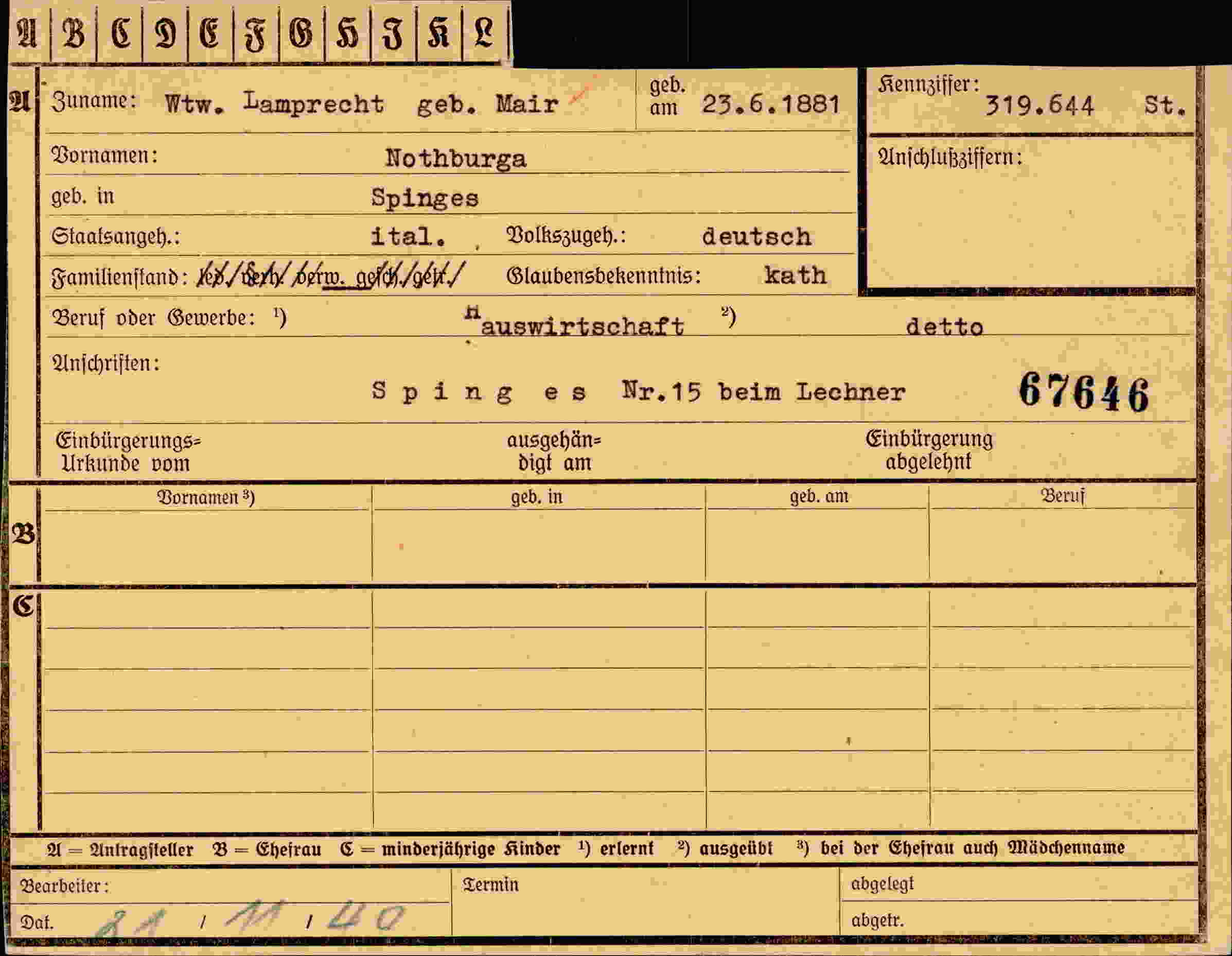 Dokument für Nothburga Lamprecht