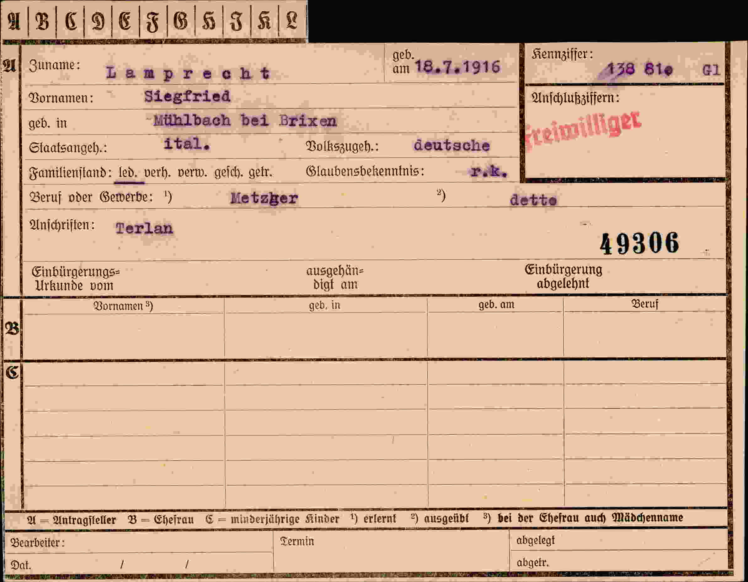 Dokument für Siegfried Lamprecht