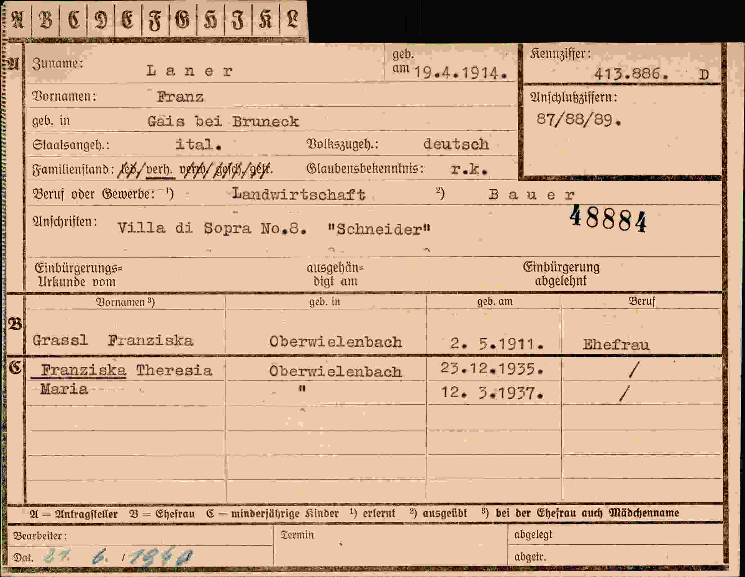 Dokument für Franz Laner