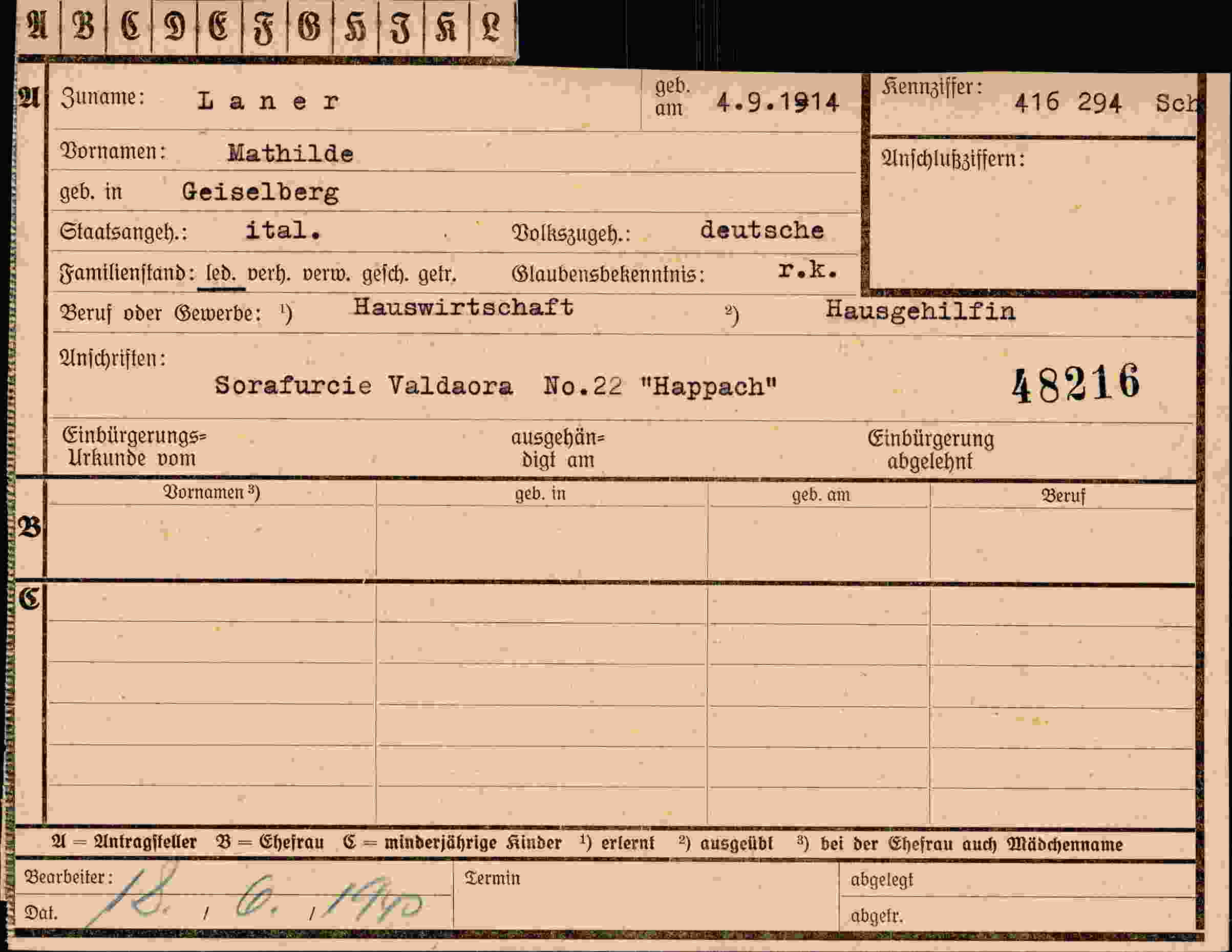 Vorderseite des Dokuments